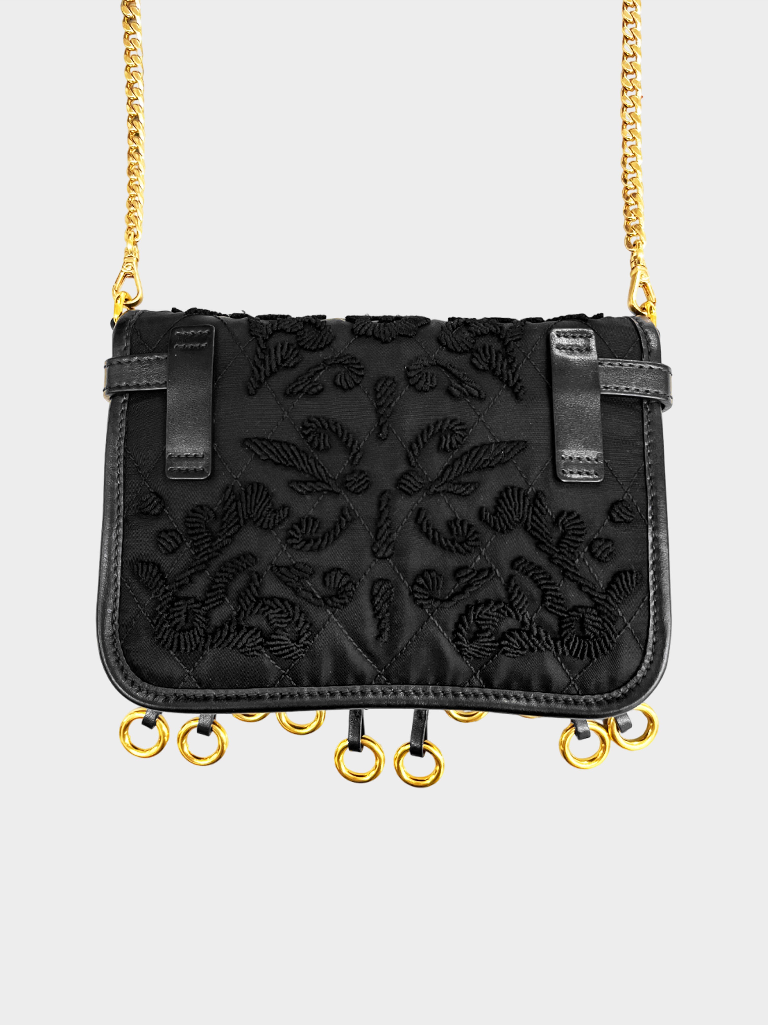 Prada 2017 Black Floral Corsaire 3-Way Bag