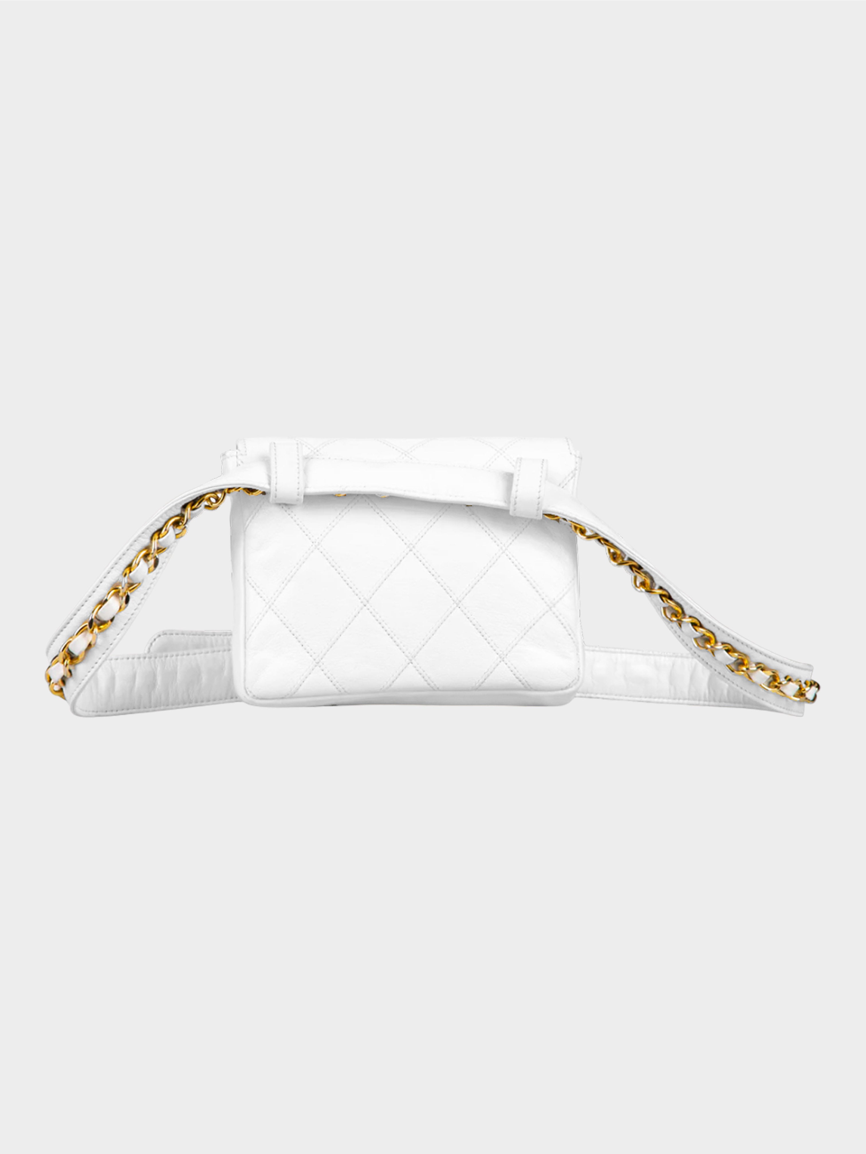 Chanel 1990s White Vintage Belt Flap Bag