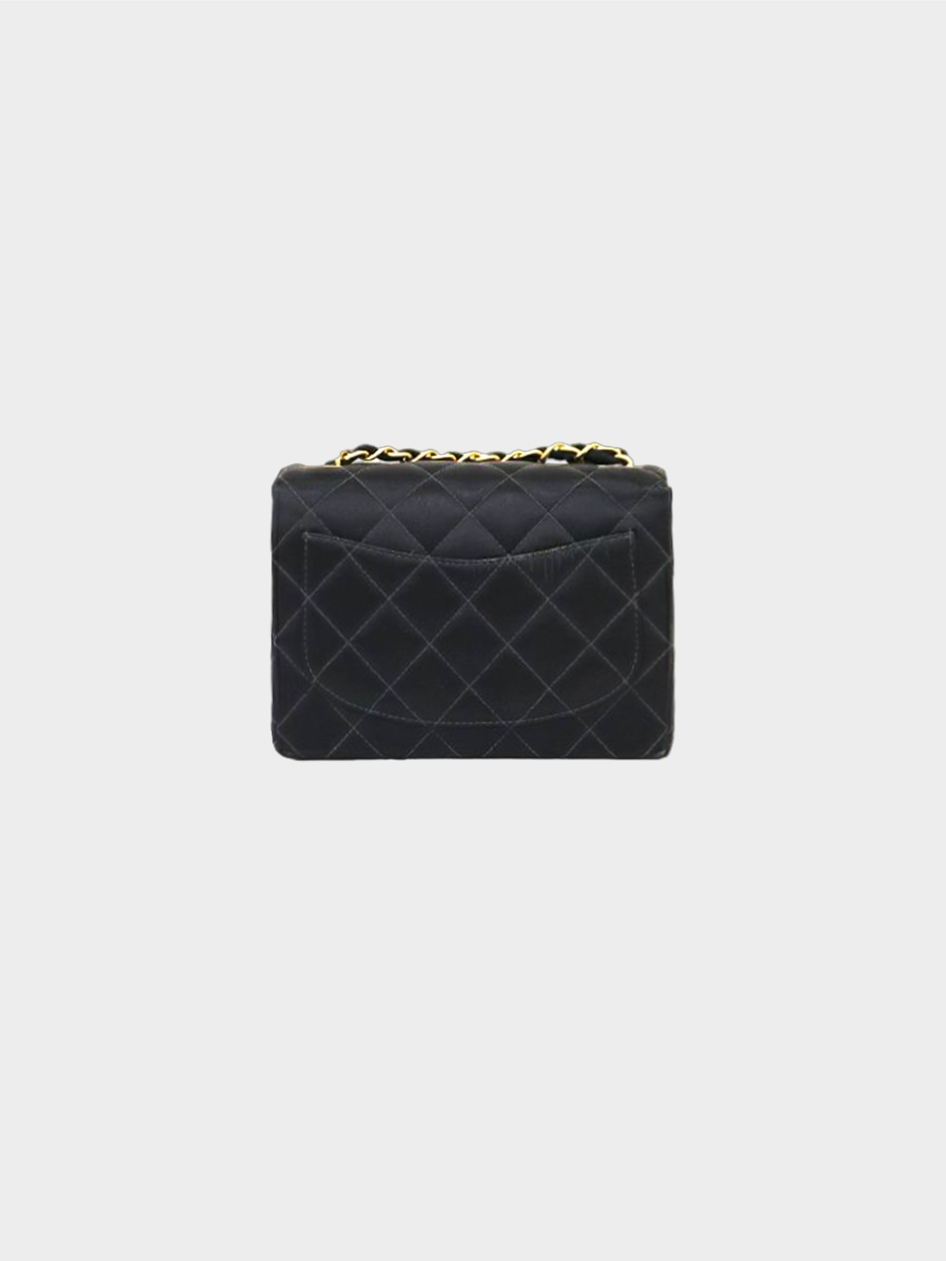 Vintage Chanel Black Quilted Satin Fabric Mini Pouch Coin 
