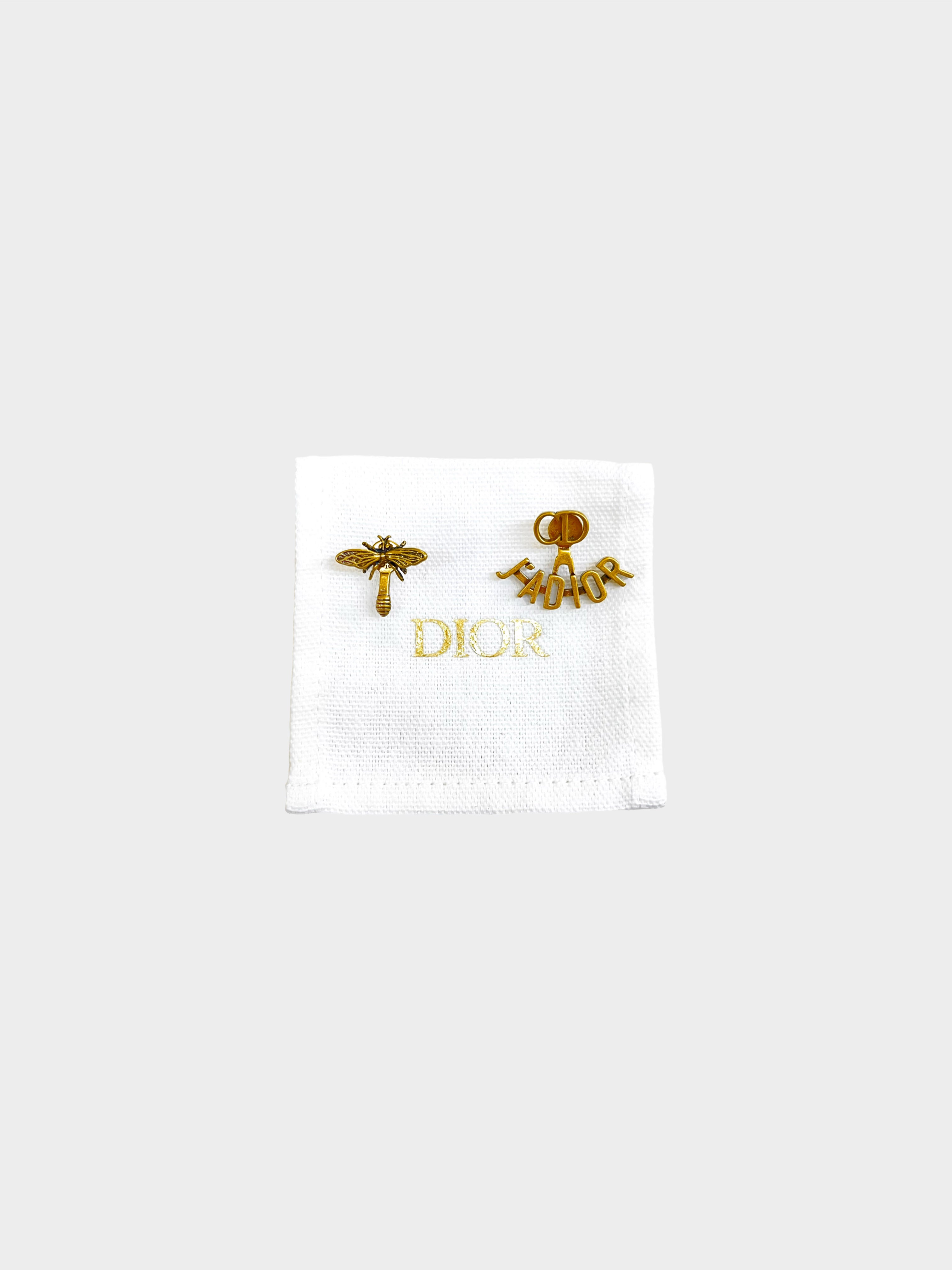 Christian Dior 2010s Aged Gold J'Adior and Bee Earrings