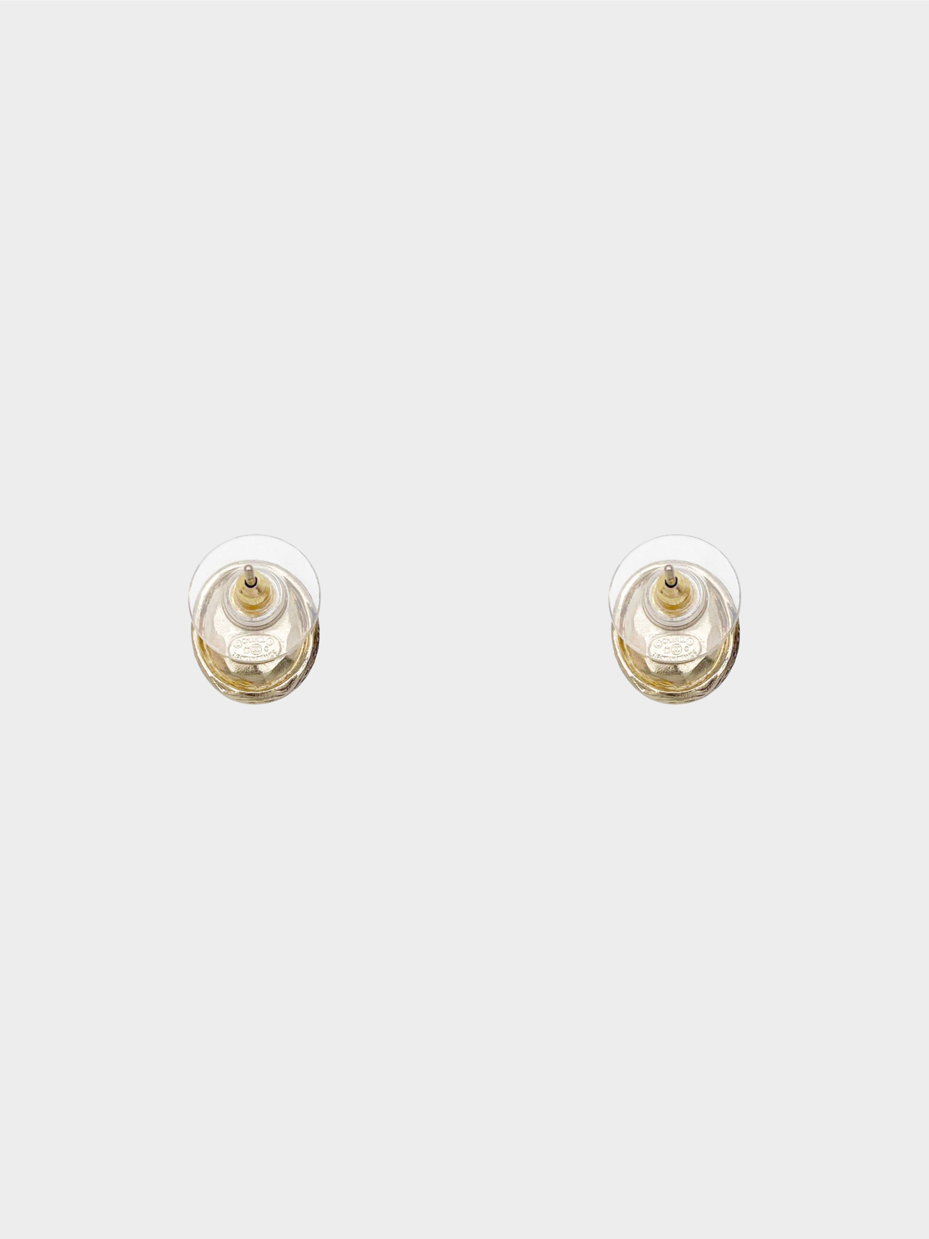 Chanel 2018 Pink Resin CC Oval Stud Earrings