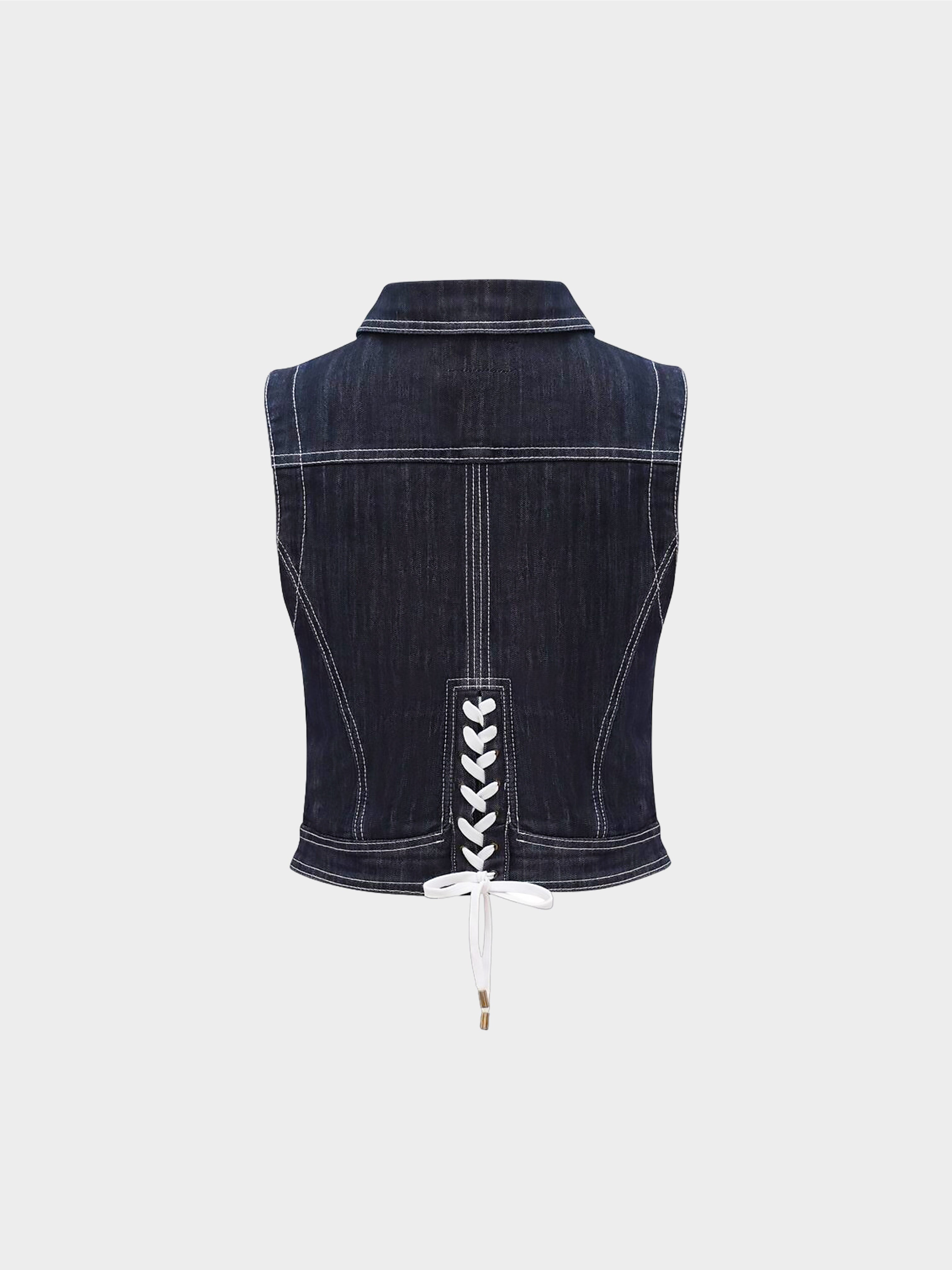 Dolce & Gabbana 2000s Lace Up Vest Denim Jacket