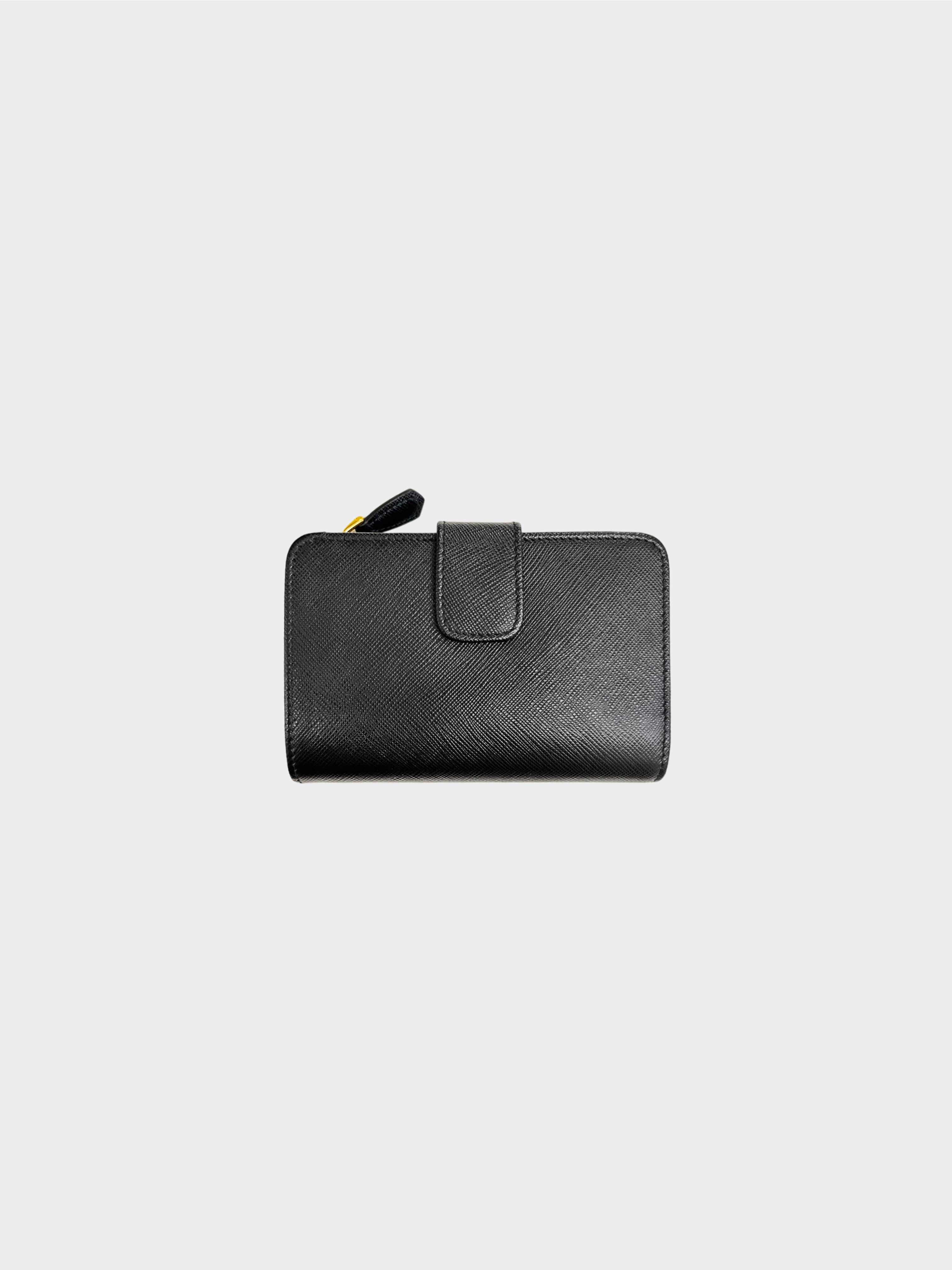 Prada 2010s Black Small Saffiano Leather Wallet