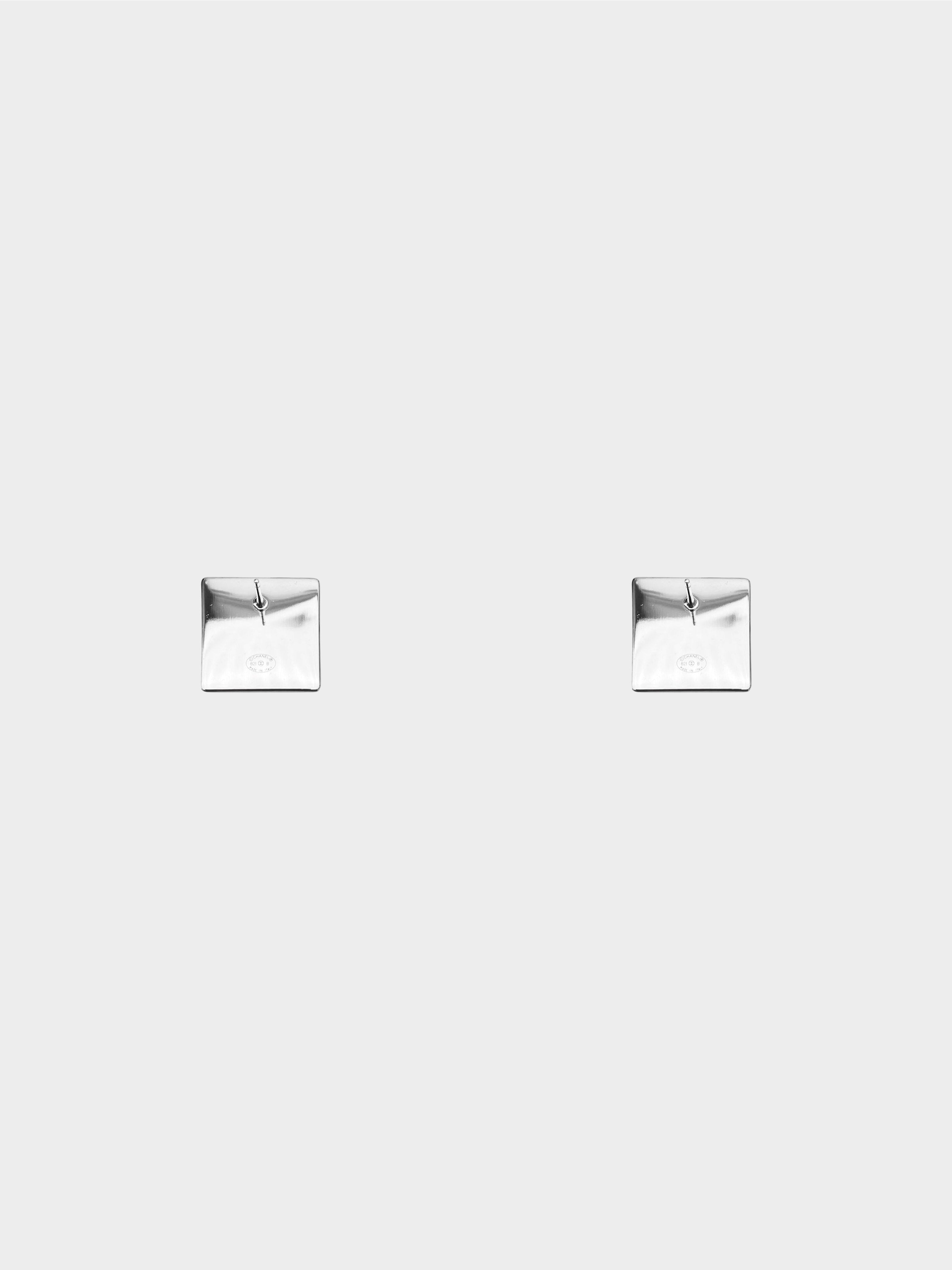 Chanel 2021 Silver Square CC Ear Studs