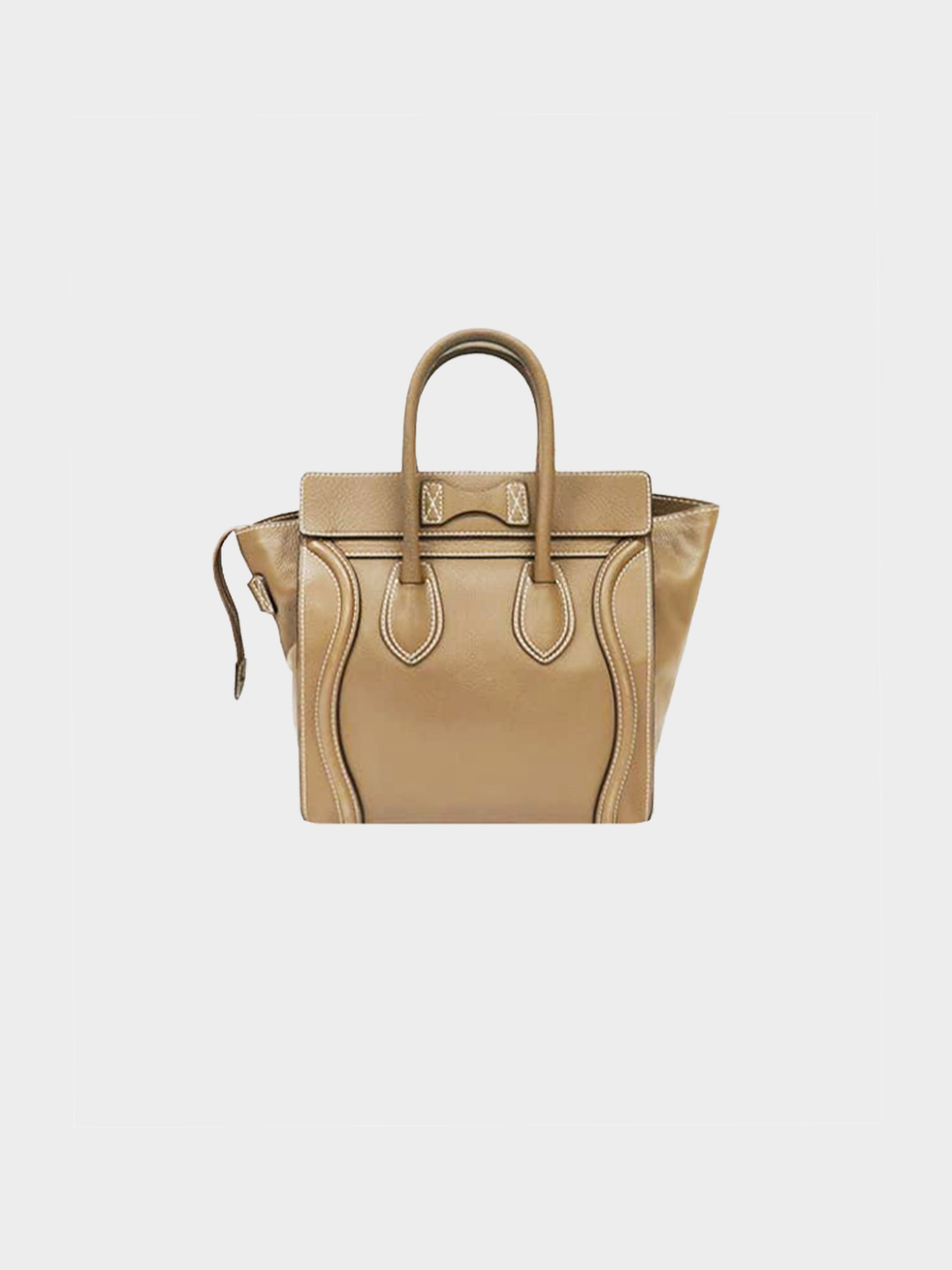 Céline 2015 Drummed Calfskin Nano Luggage Handbag