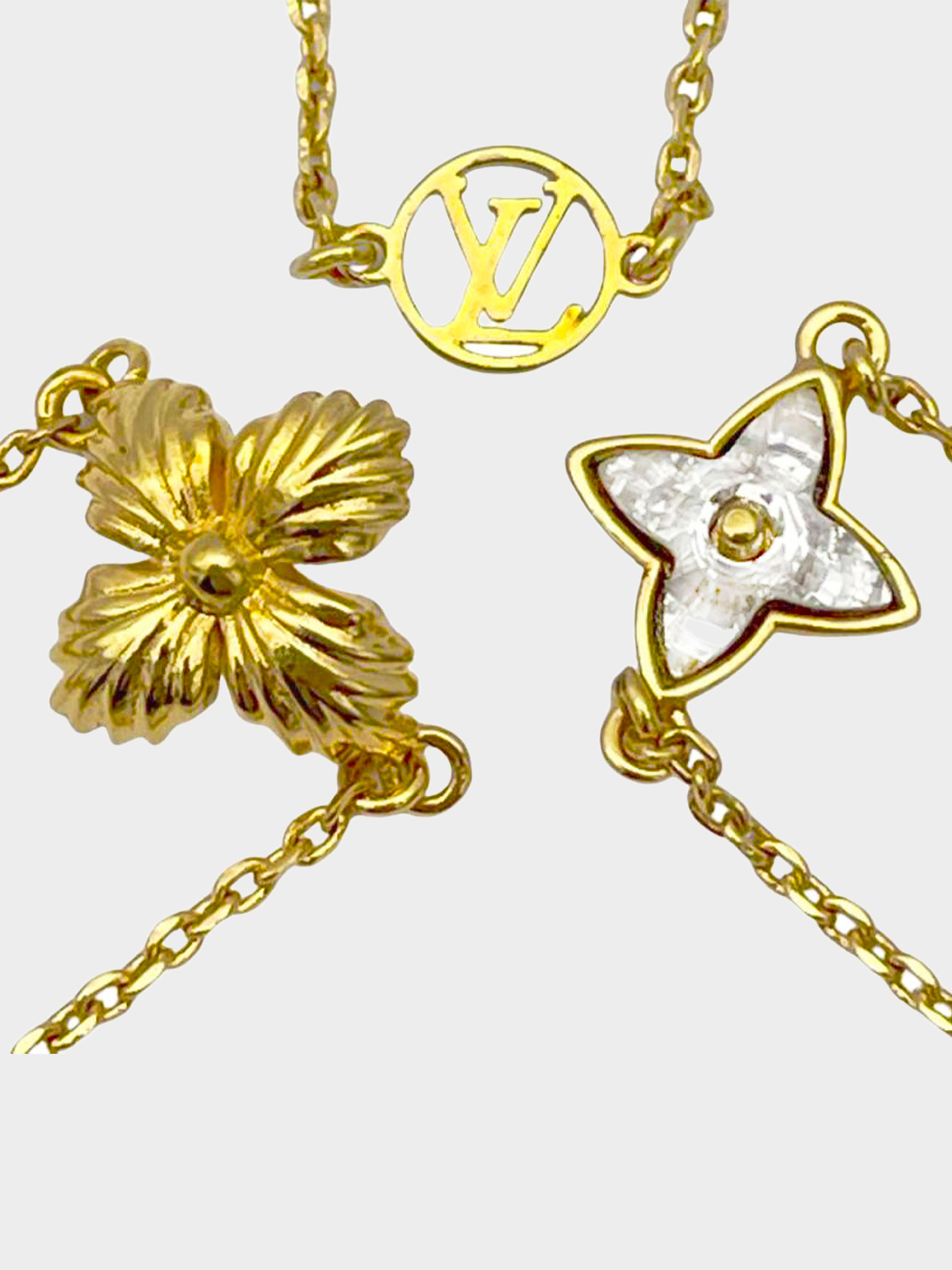 Louis Vuitton Gold Tone Blooming Supple Necklace Louis Vuitton