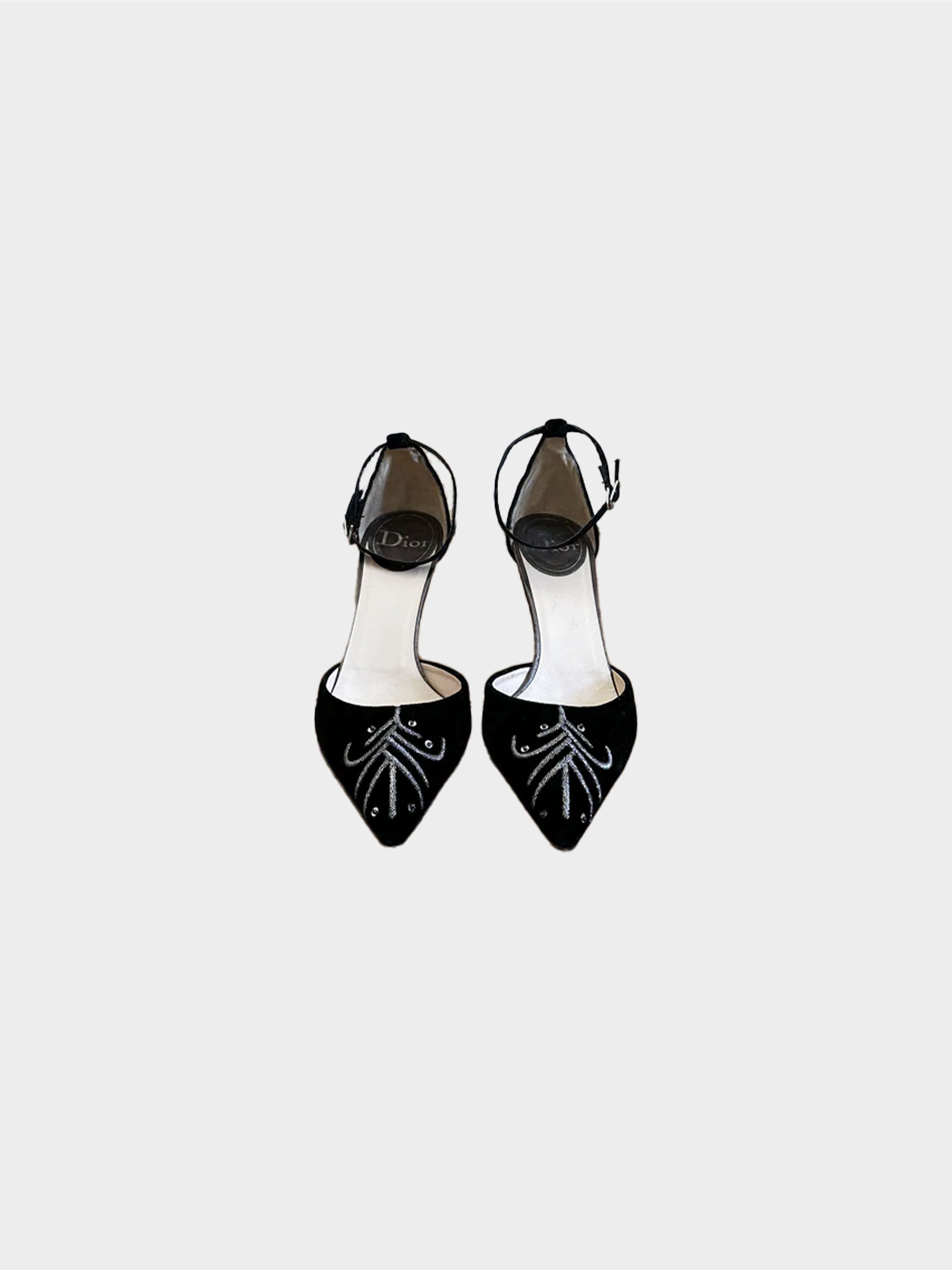 Christian Dior 2000s Embroidered Black Velvet Heels