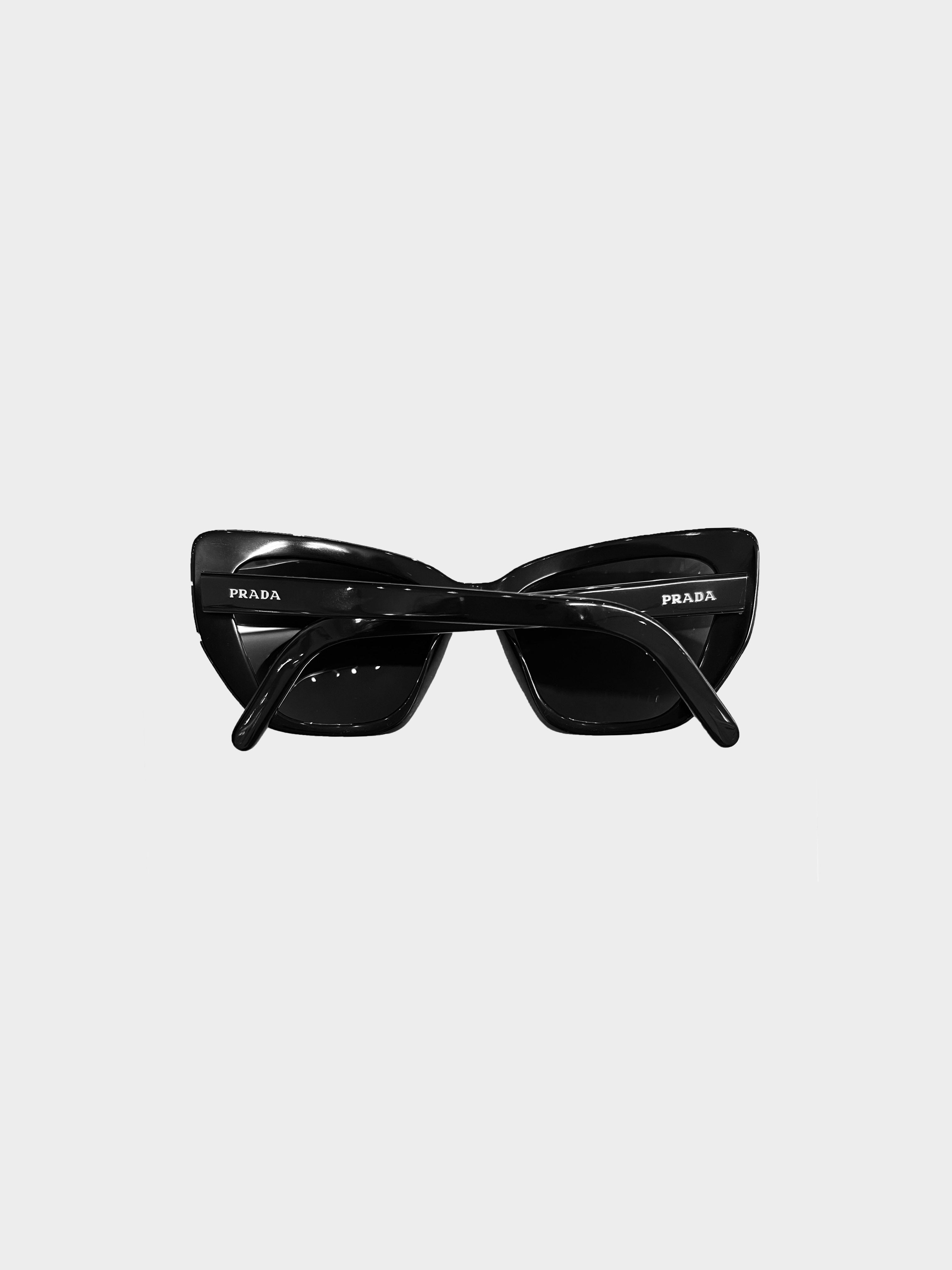 Prada 2010s Black Cat Eye Sunglasses