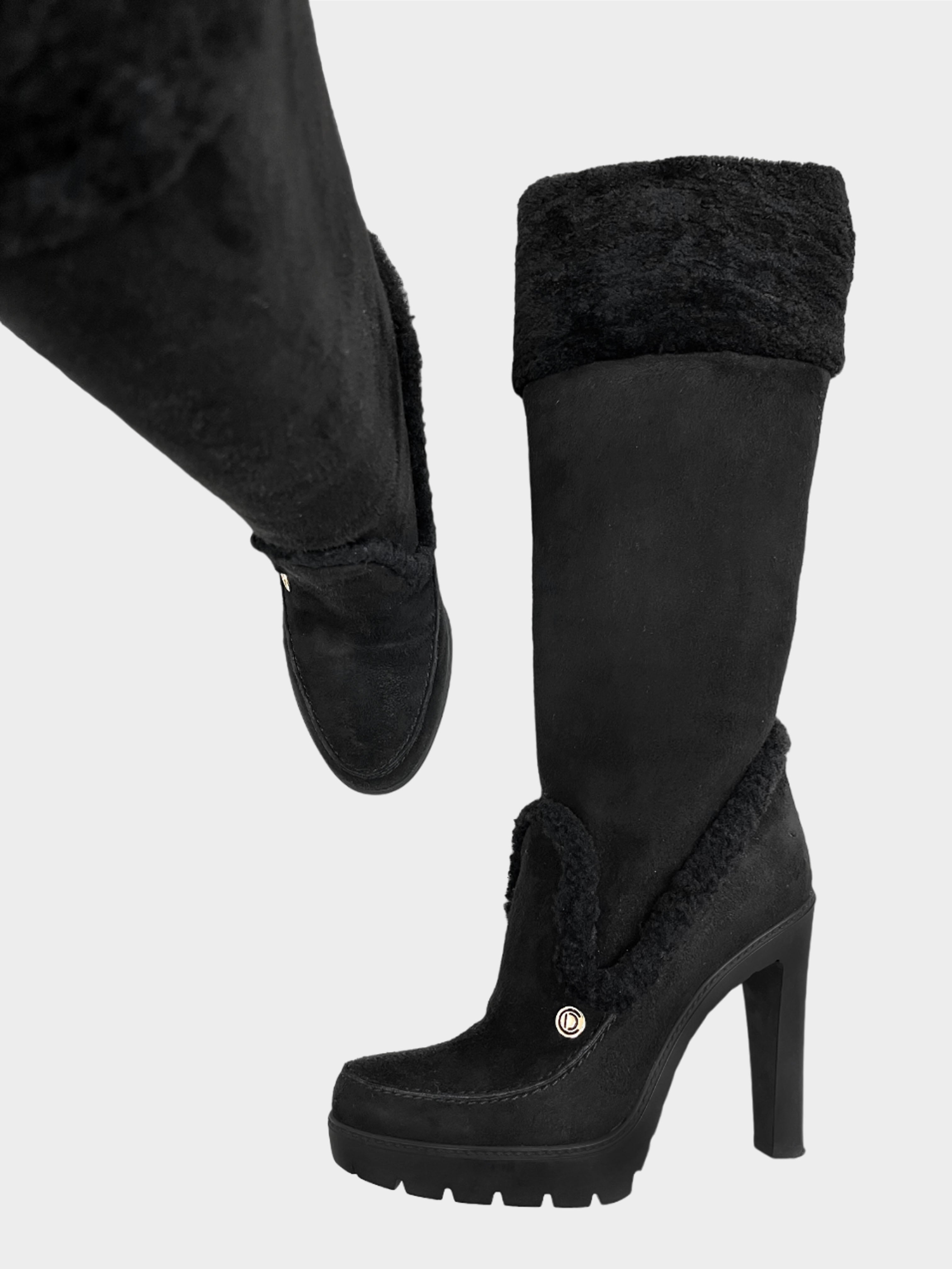 Christian Dior 2010s Black Shearling Boots