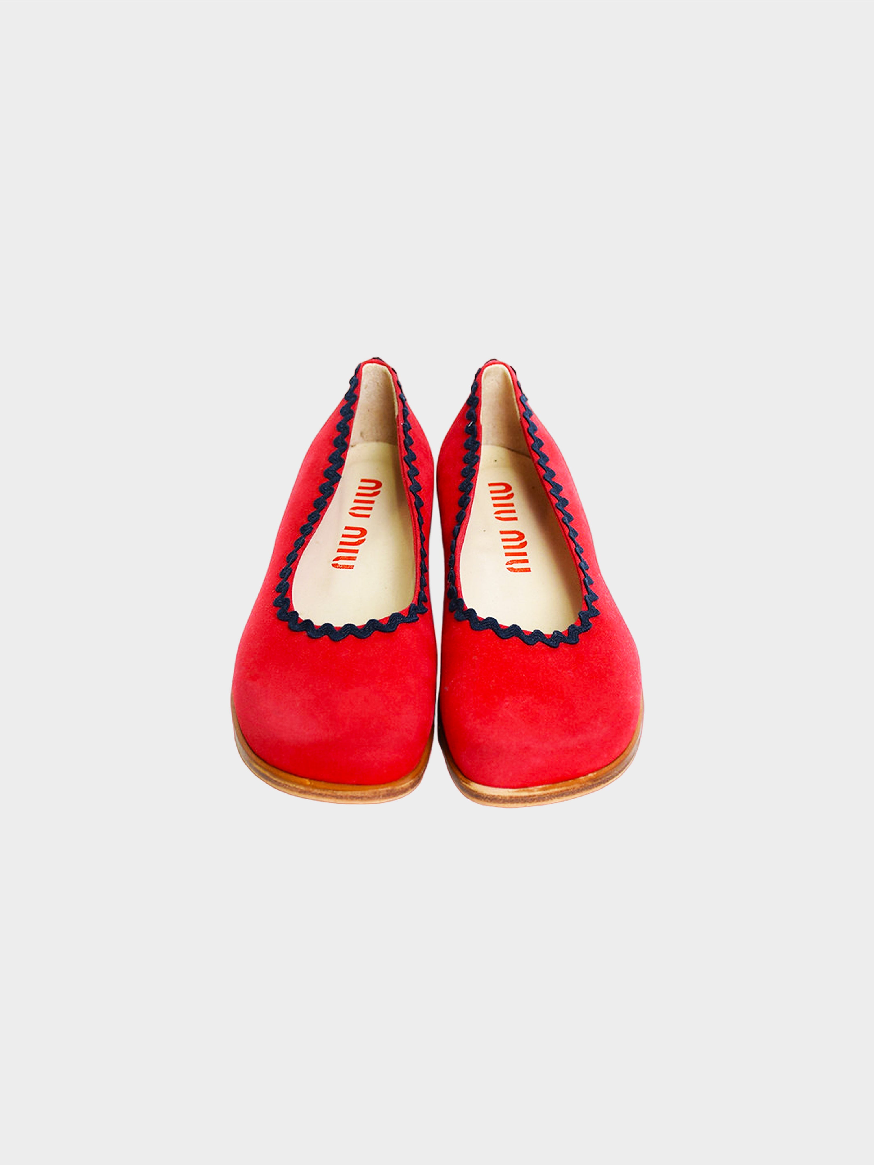 Miu Miu SS 1998 Coral Red Ripple Detail Flats