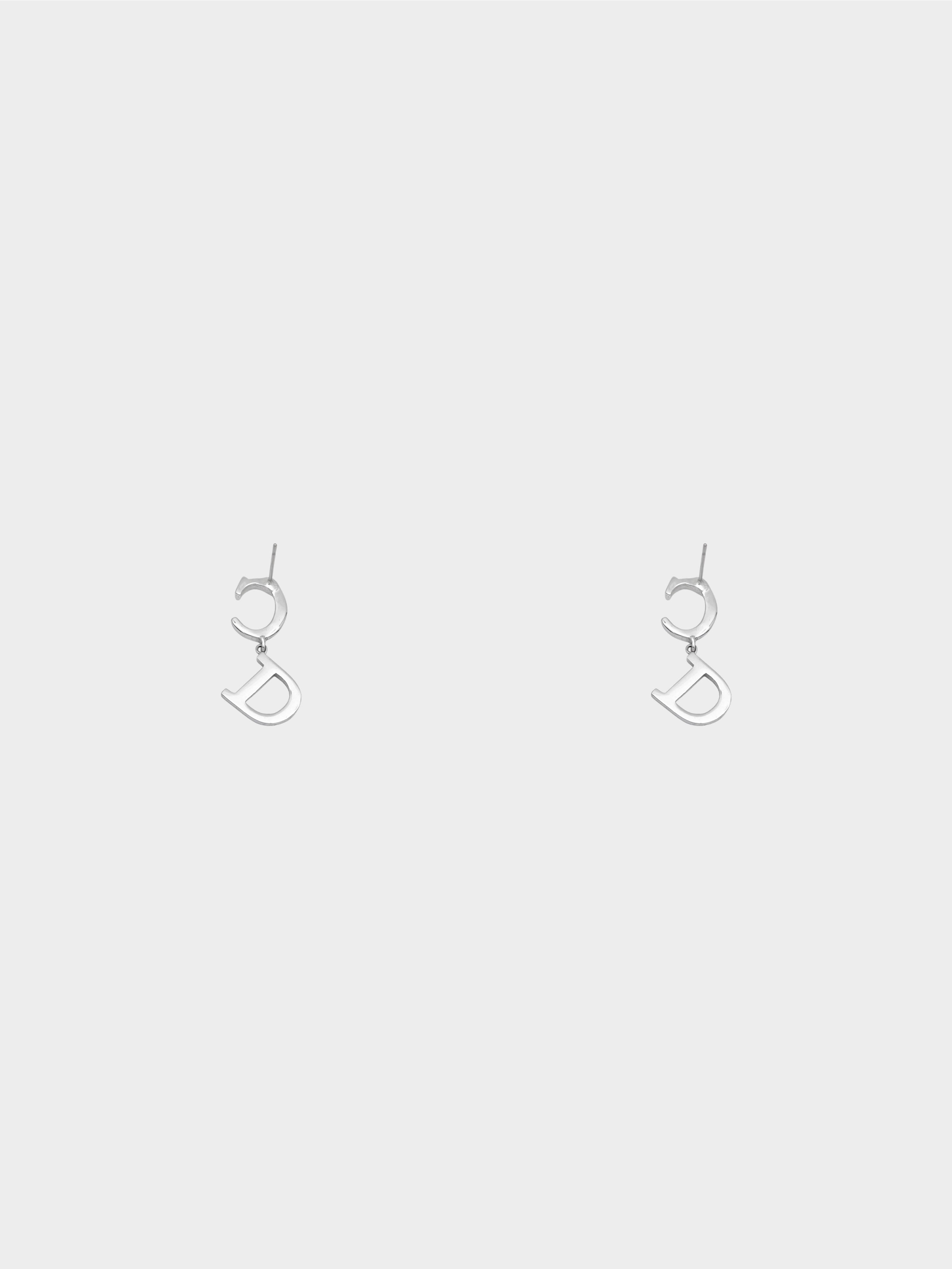 Christian Dior 2000s Silver CD Logo Dangle Earrings