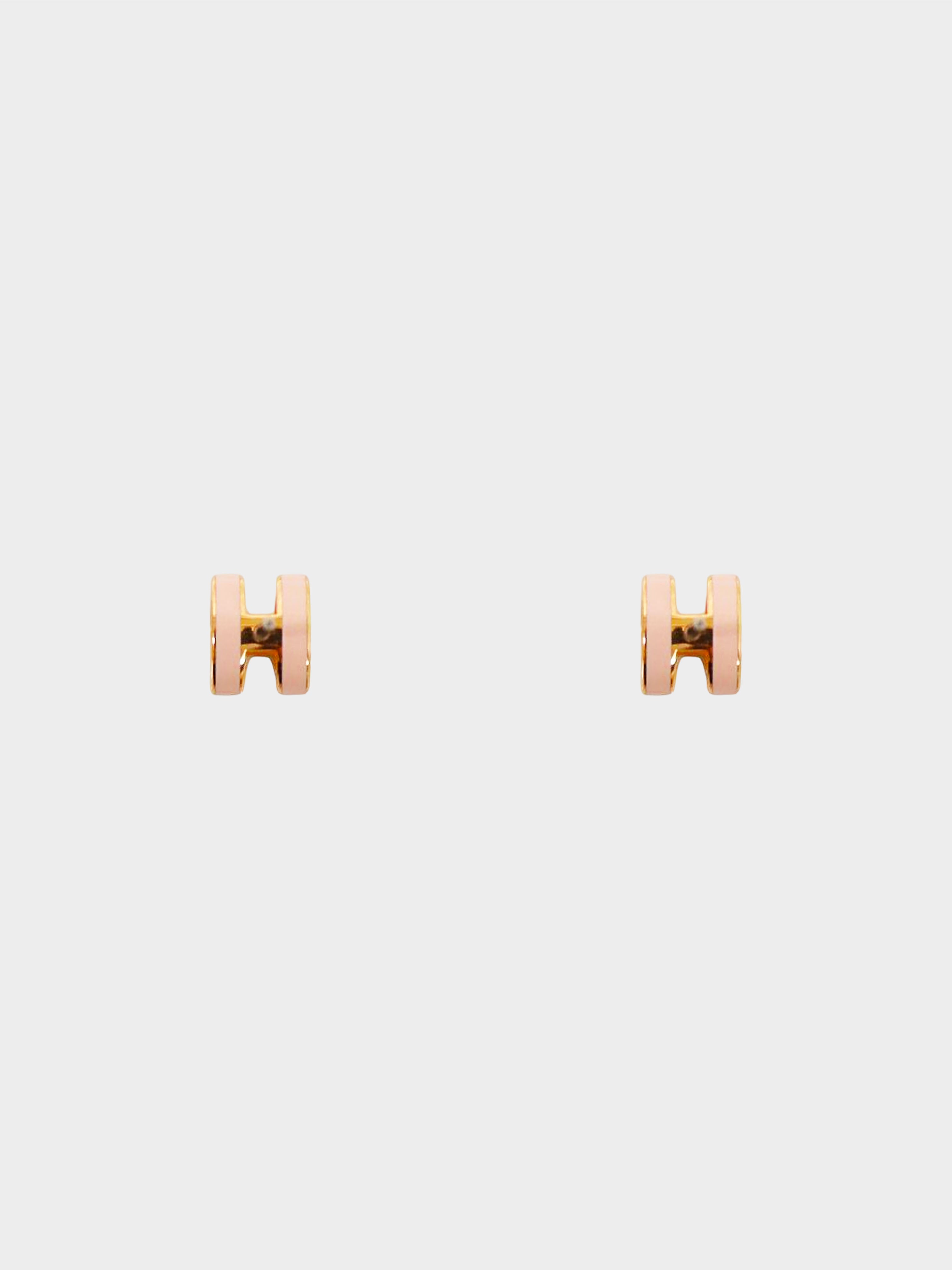 Hermès 2010s Gold and Pink Pop H Stud Earrings