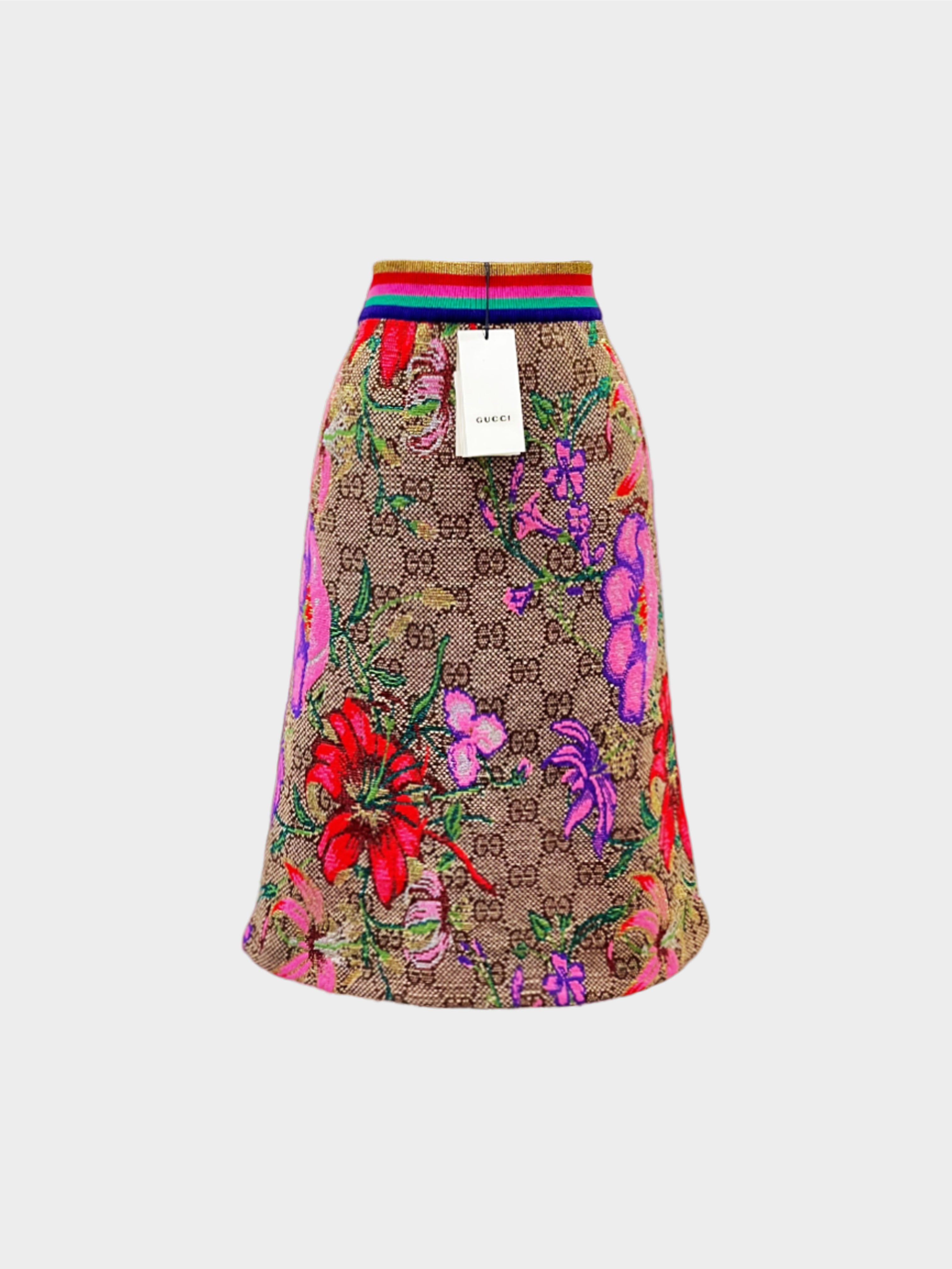 Gucci 2019 Floral Print Monogram Skirt