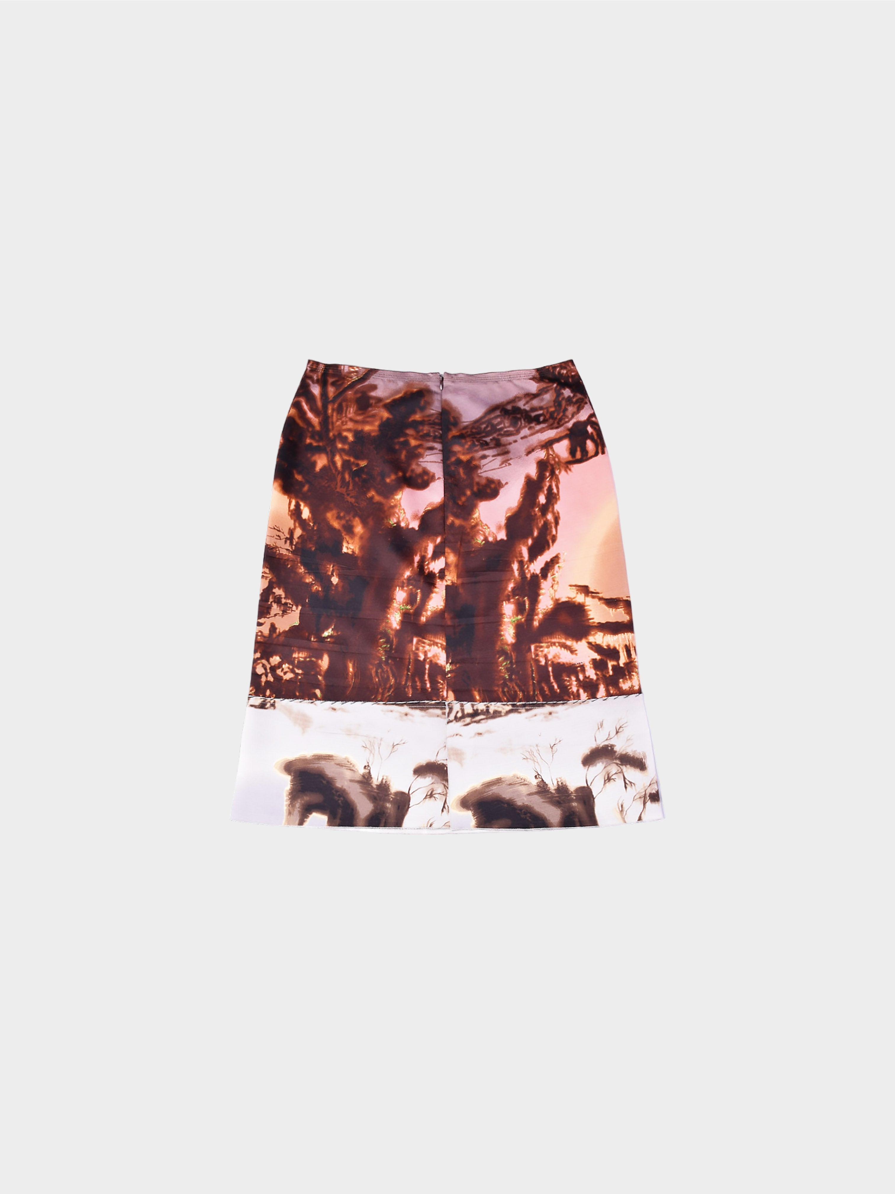 Prada FW 2004 Abstract Scenic Print Skirt