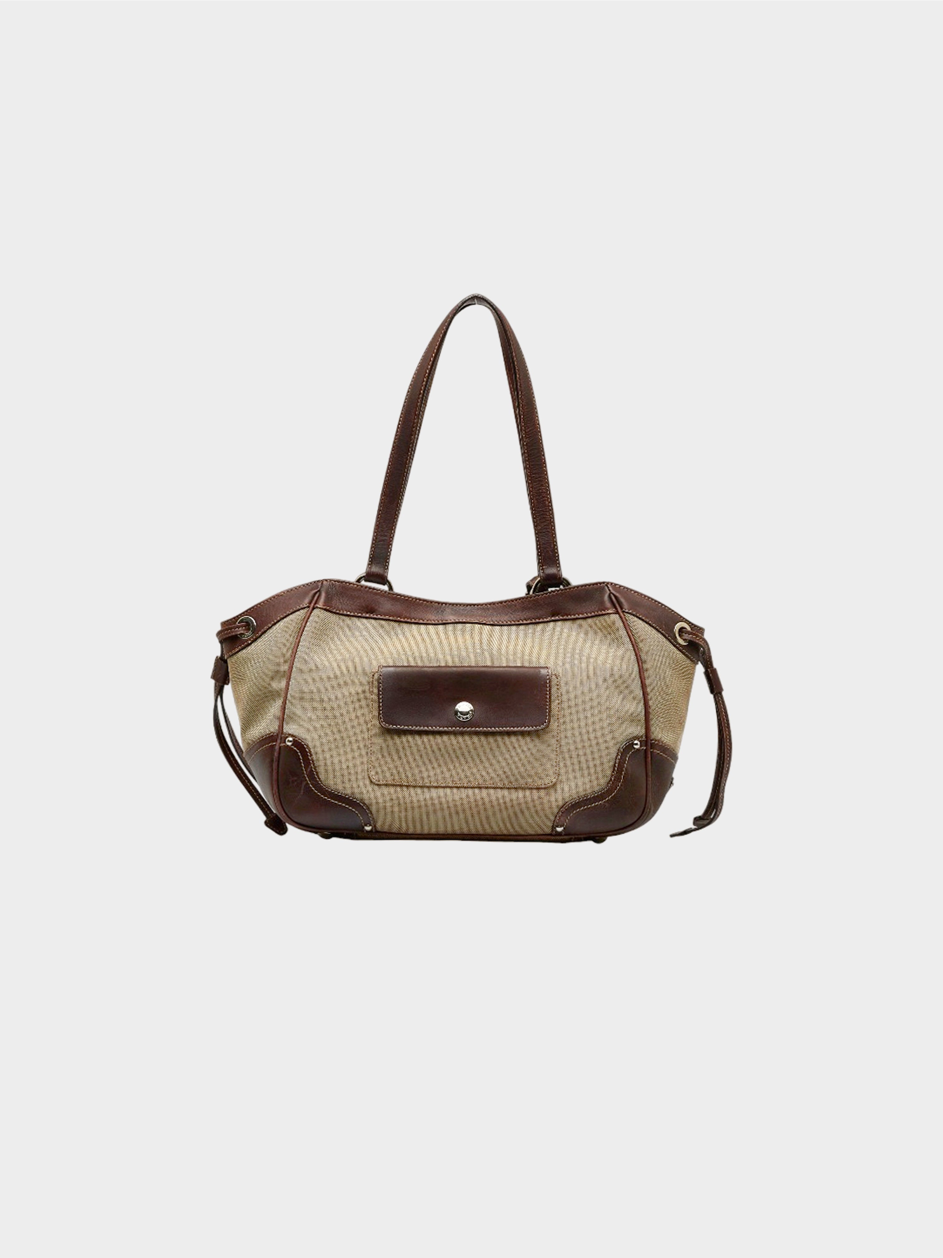 Prada 2000s Canapa Logo Jacquard Canvas Shoulder Bag · INTO