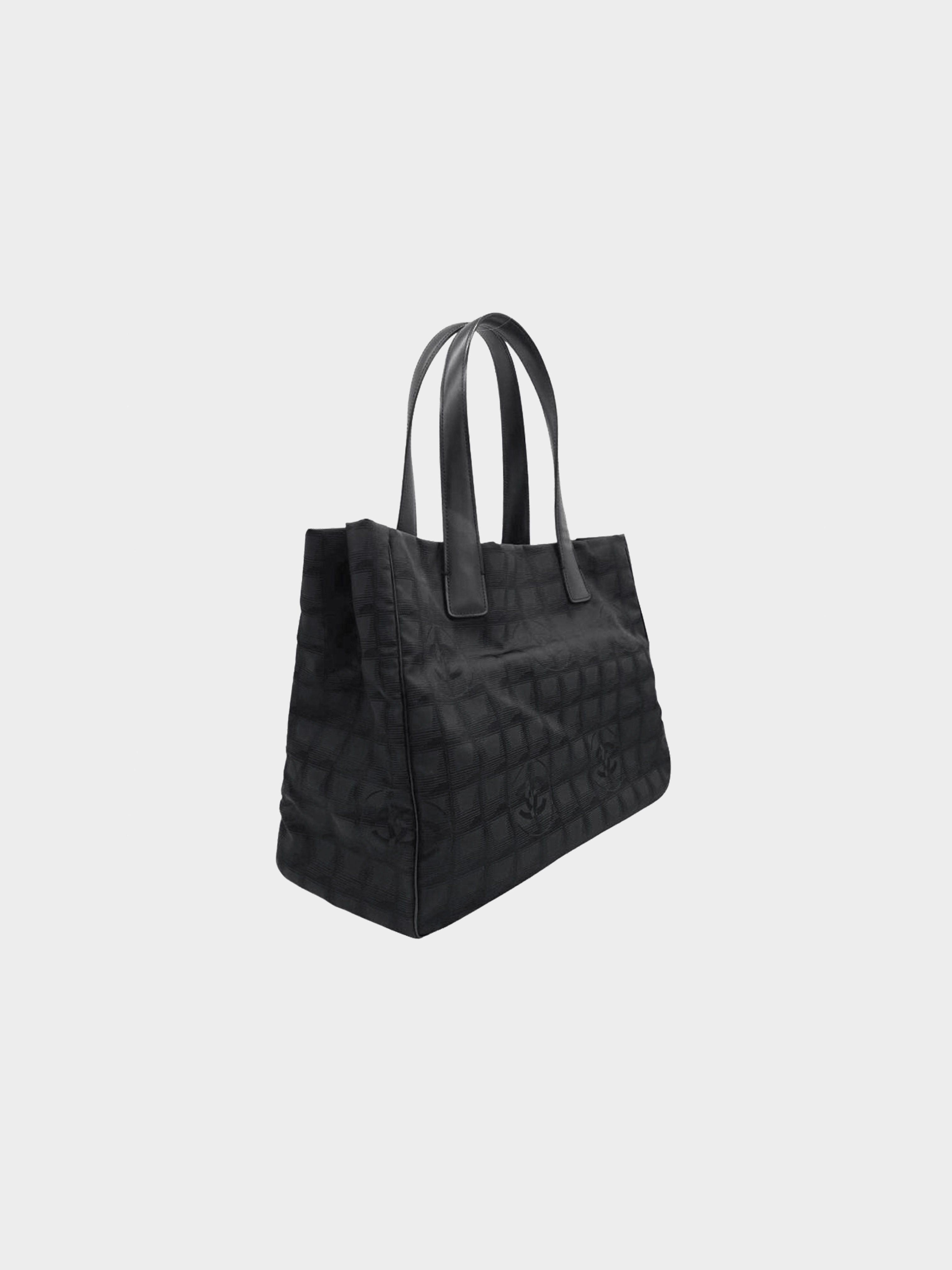 Chanel 2005 Black Travel Line Jacquard Tote Bag · INTO