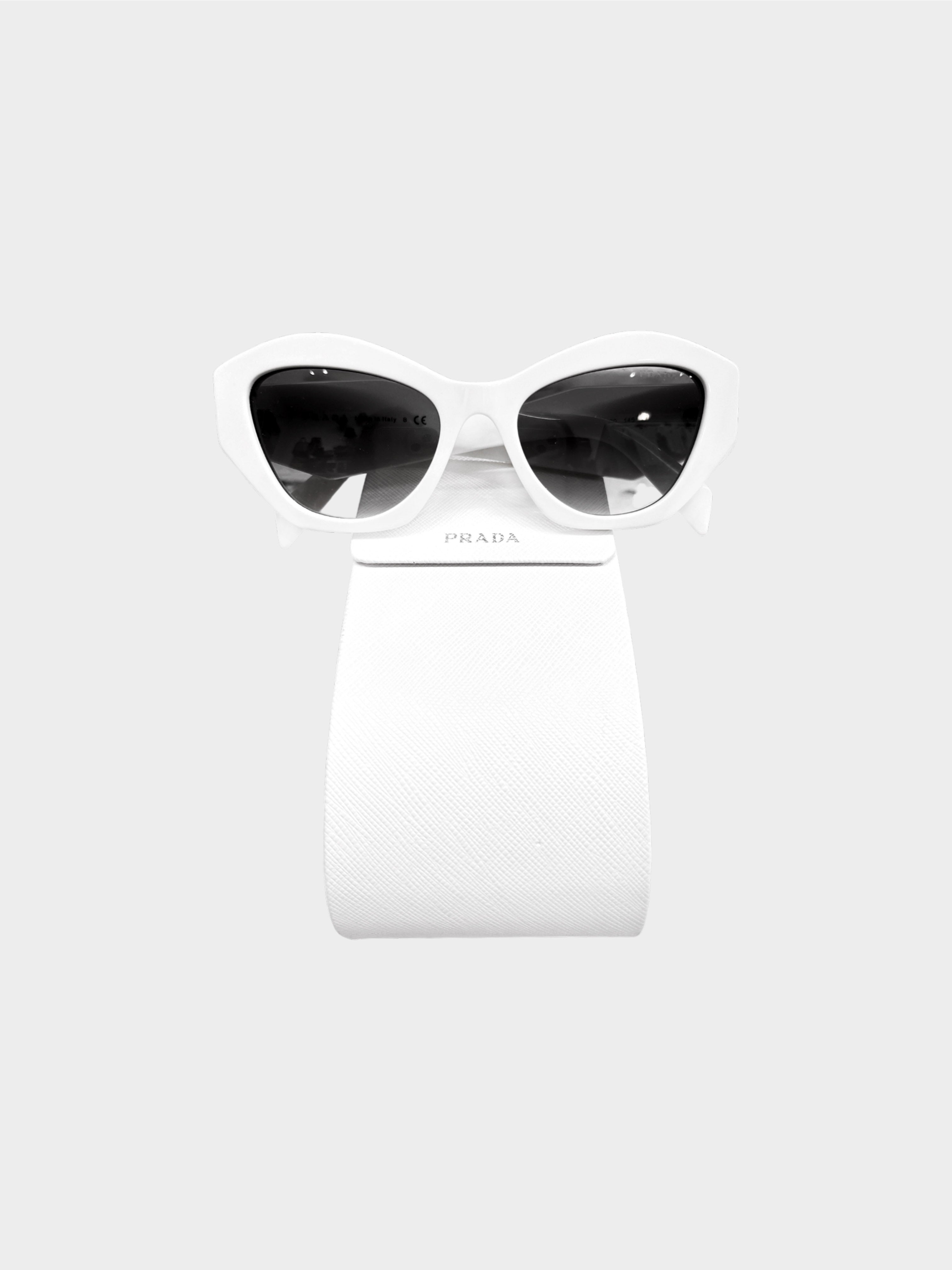 Prada 2020s White Symbole SPRY07 Cat Eye Sunglasses