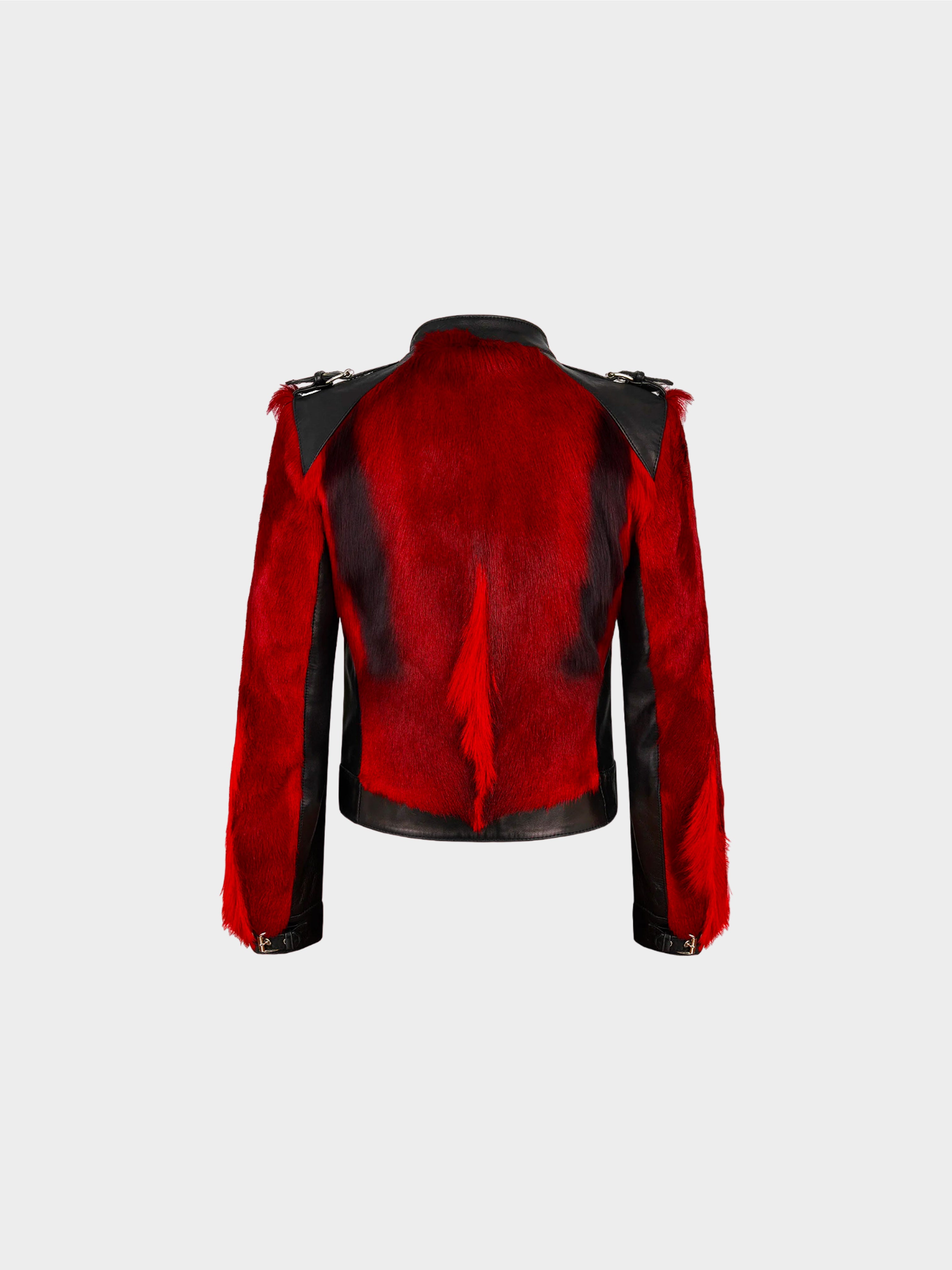 Dolce and Gabbana Fall 2001 Menswear Red Fur Leather Jacket
