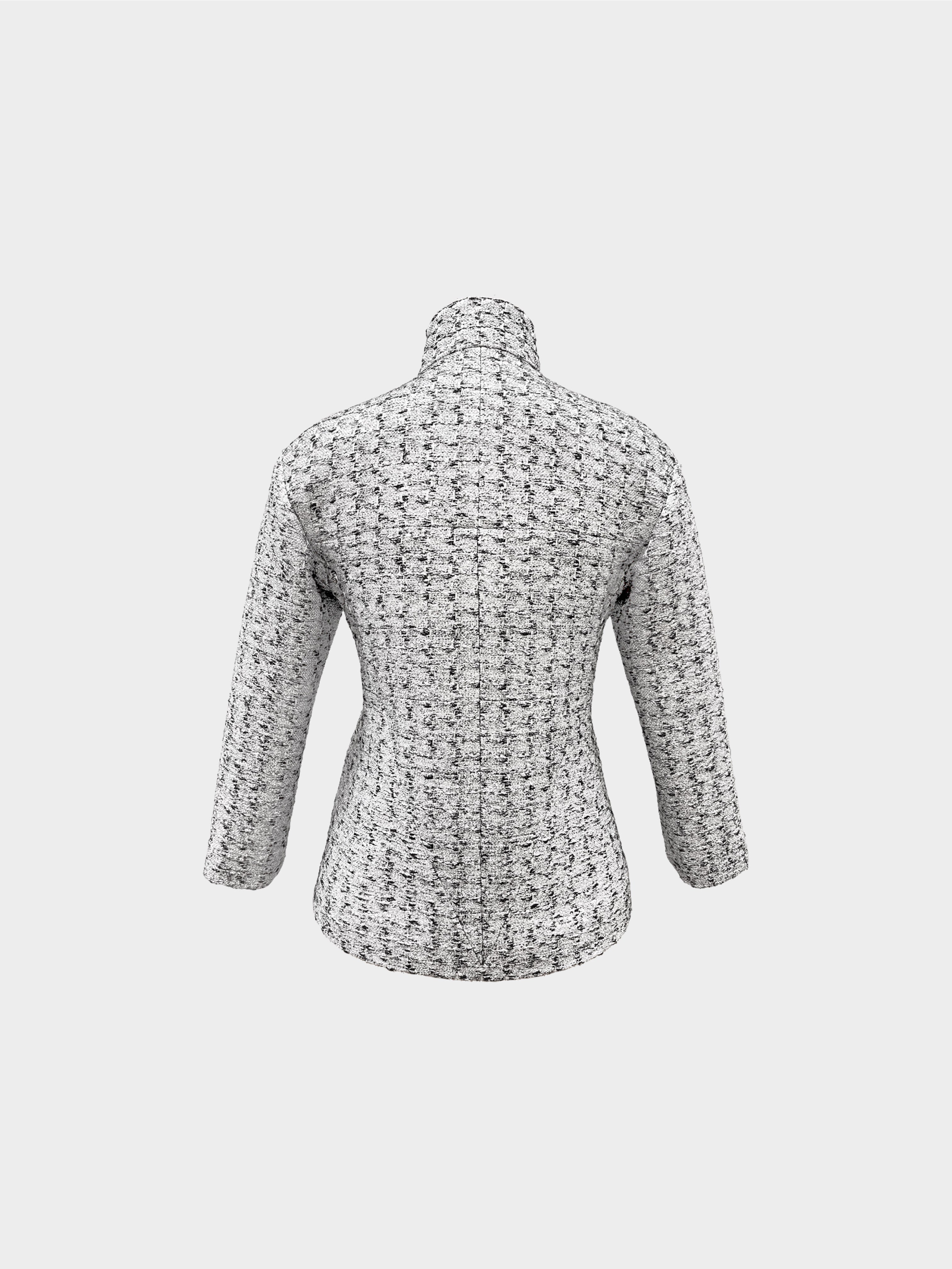 Chanel 2014 Silver Tweed Asymmetrical Jacket