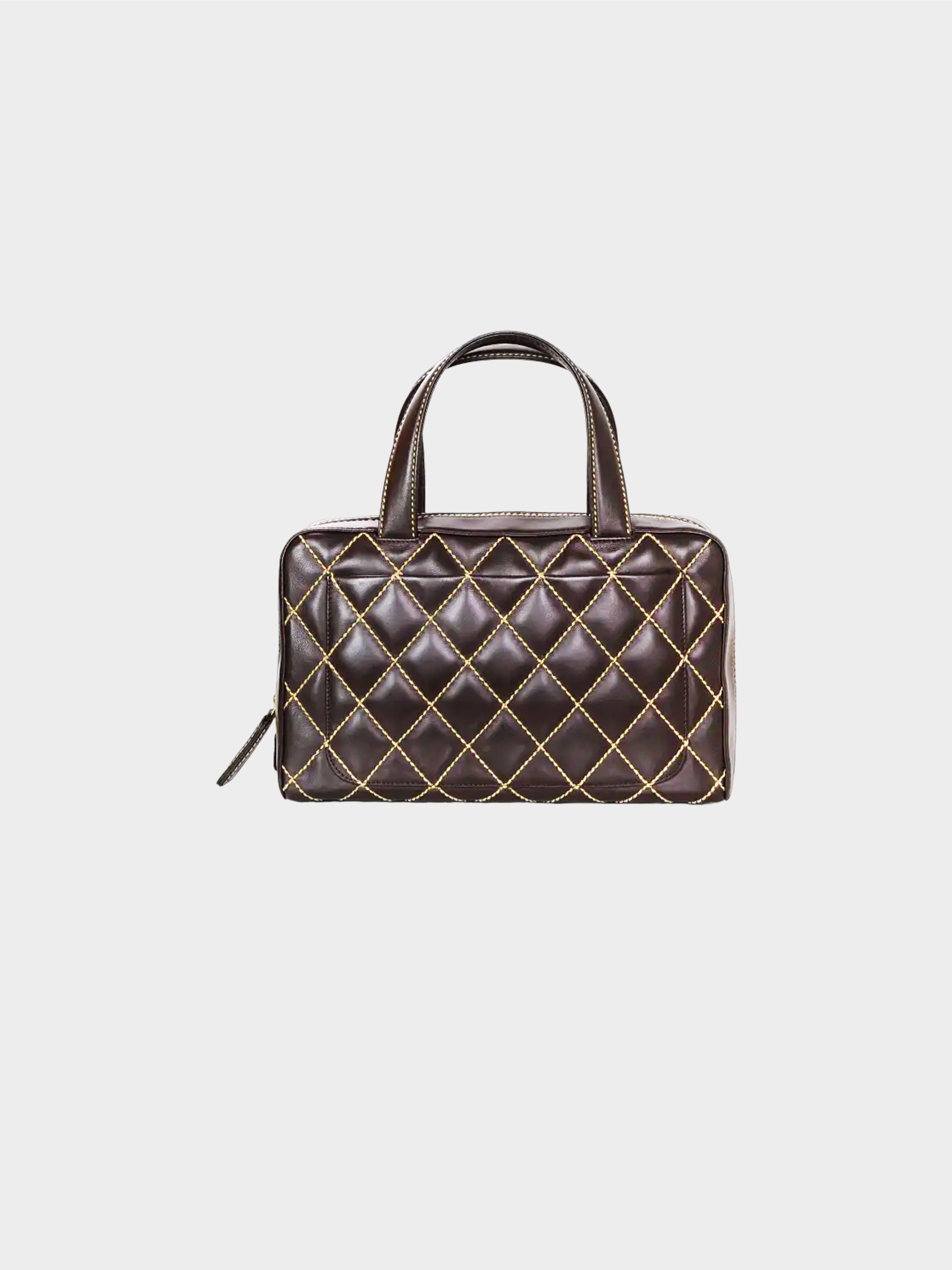 Chanel 2002 Brown Chocolate Leather Surpique Bag