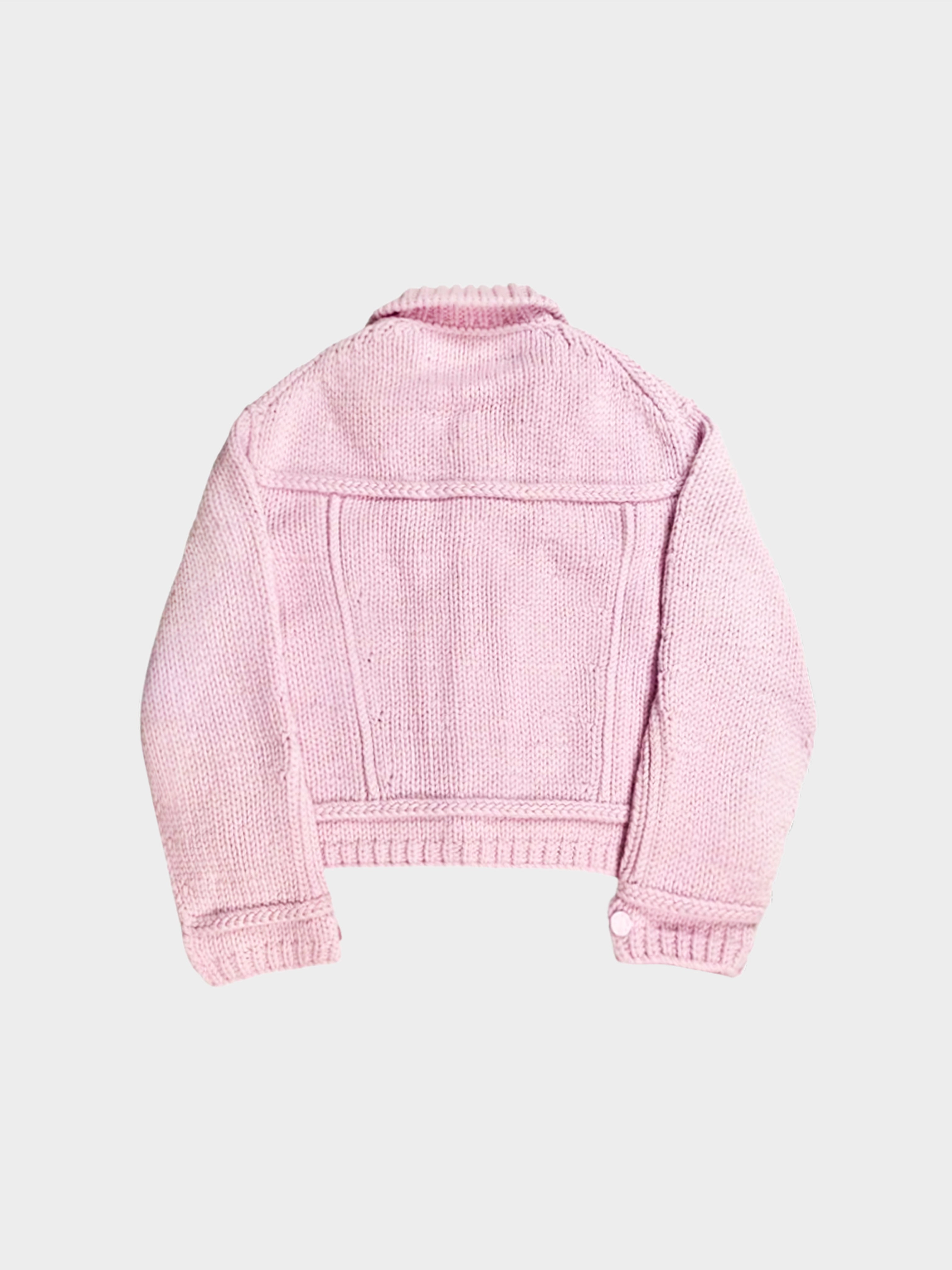 LV SS20 ASIA EXCLUSIVE PINK CHUNKY HEAVY KNIT TRUCKER JACKET SIZE