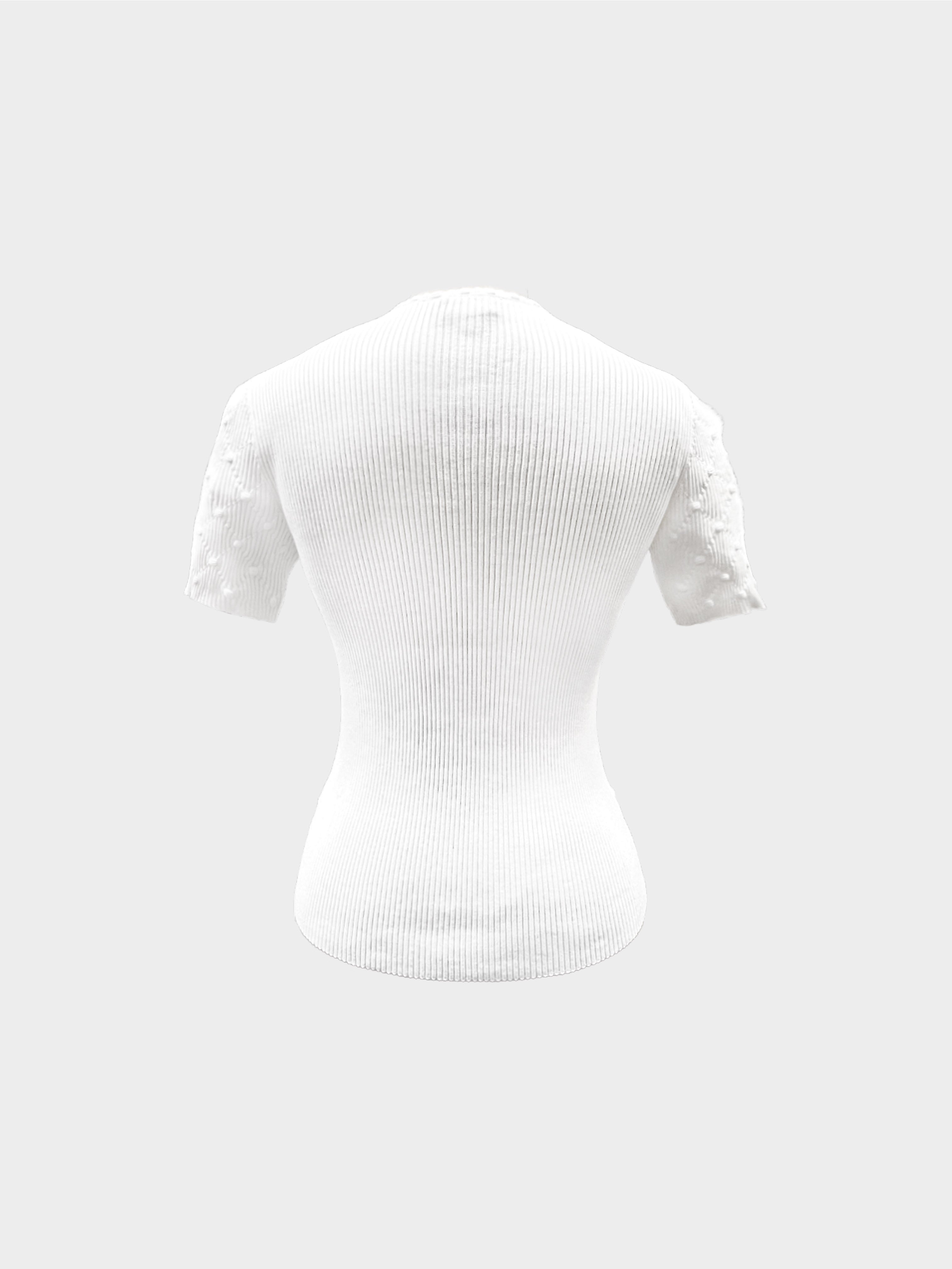 Chanel FW 2001 White Quilted Pattern Cotton Knit Top