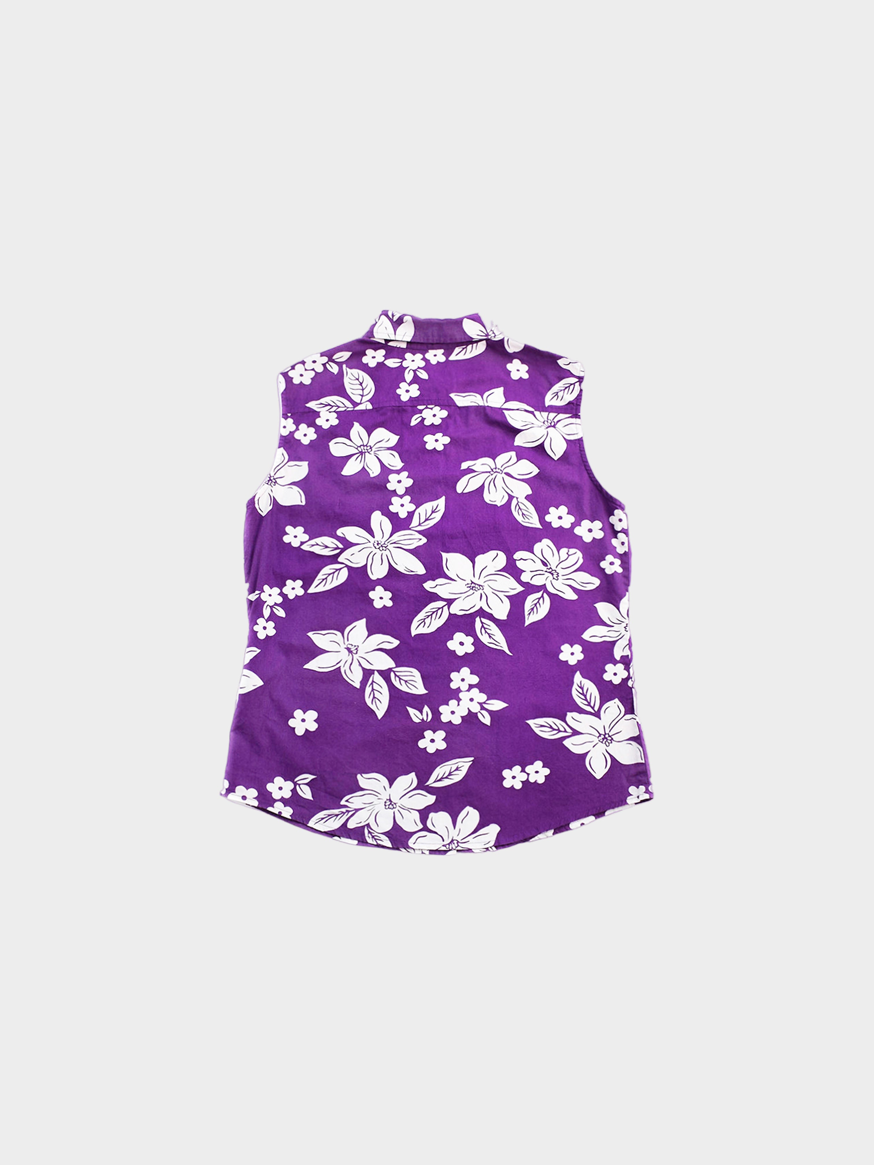 Miu Miu SS 2003 Purple Floral Buttoned Up Top