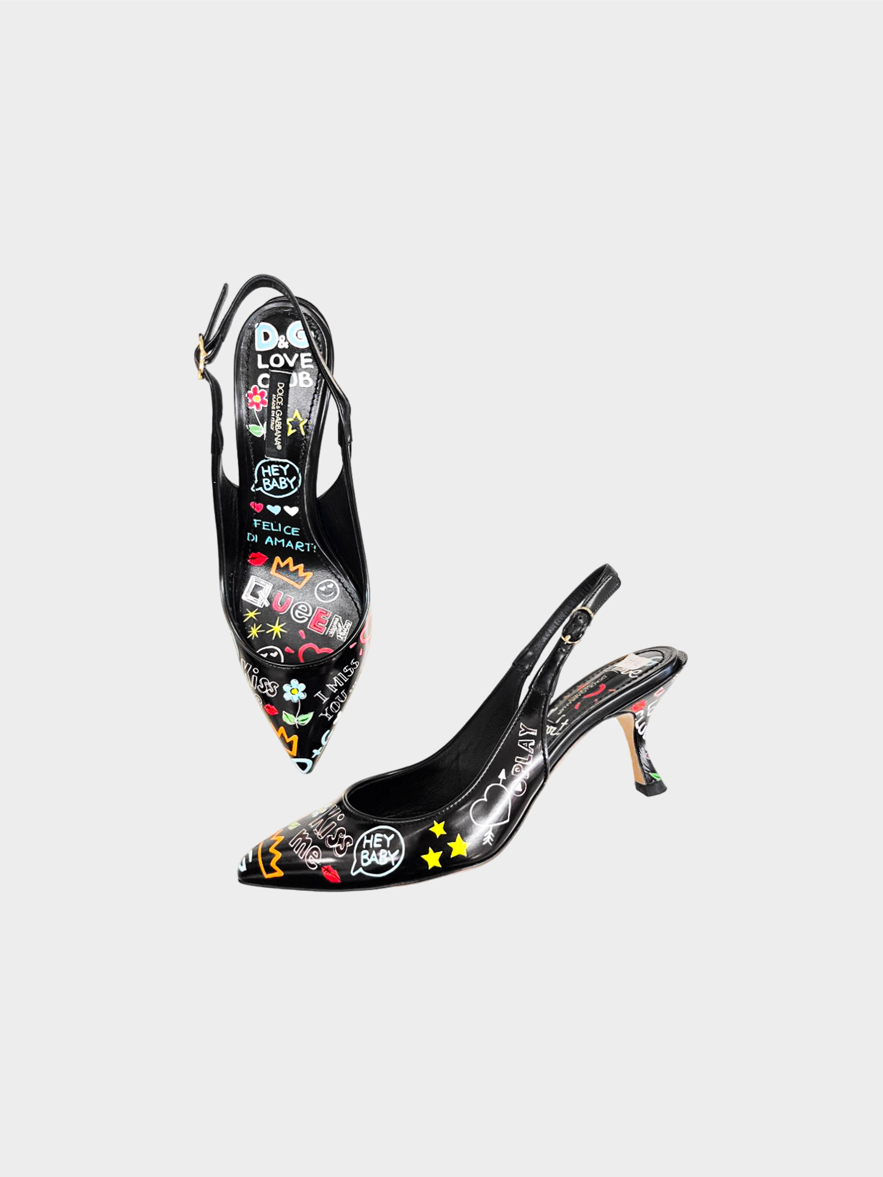 Dolce and Gabbana 2017 Graffiti Slingback Heels