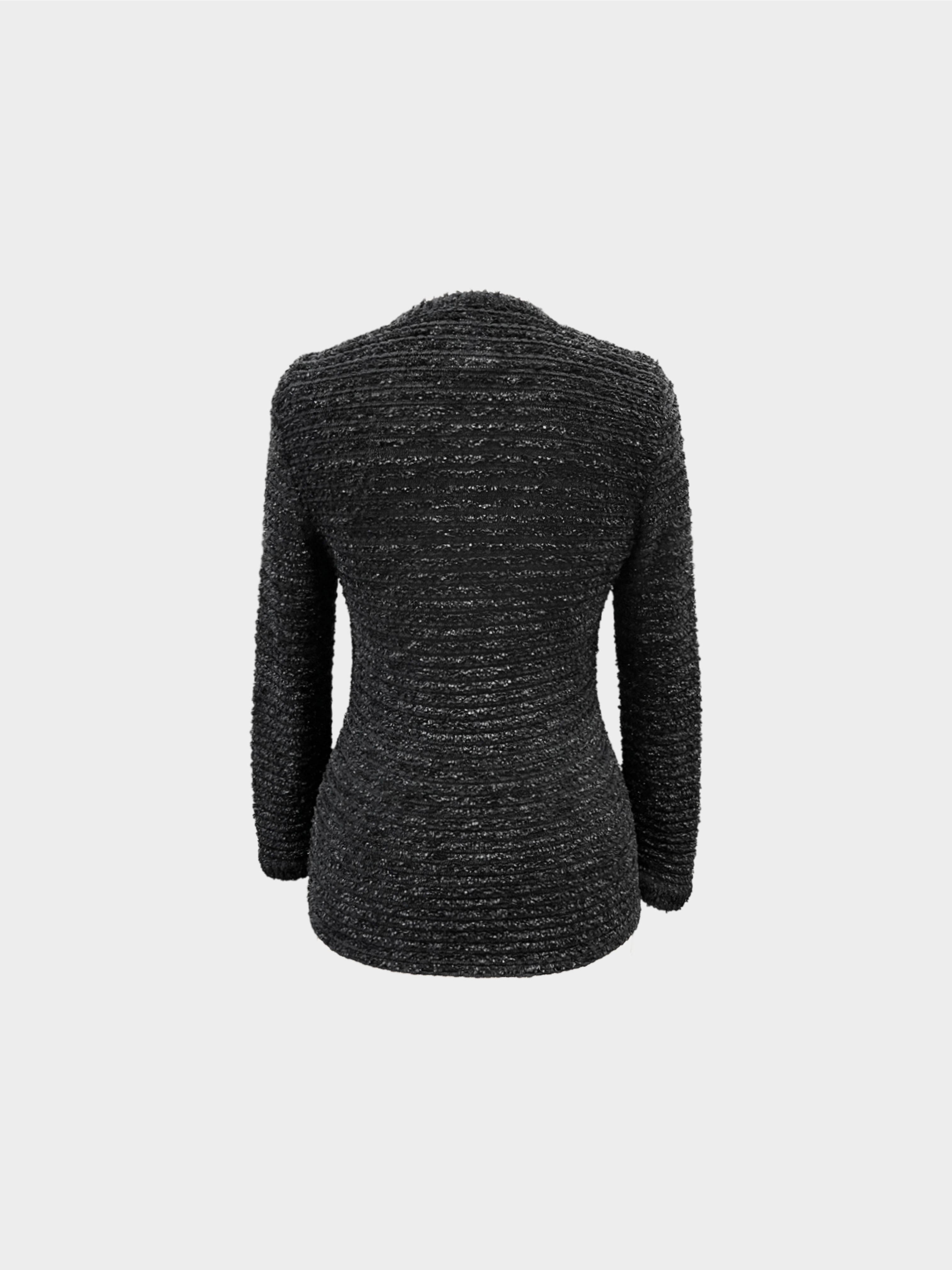 Chanel 2010s Black Sheer Boucle Knit Sweater