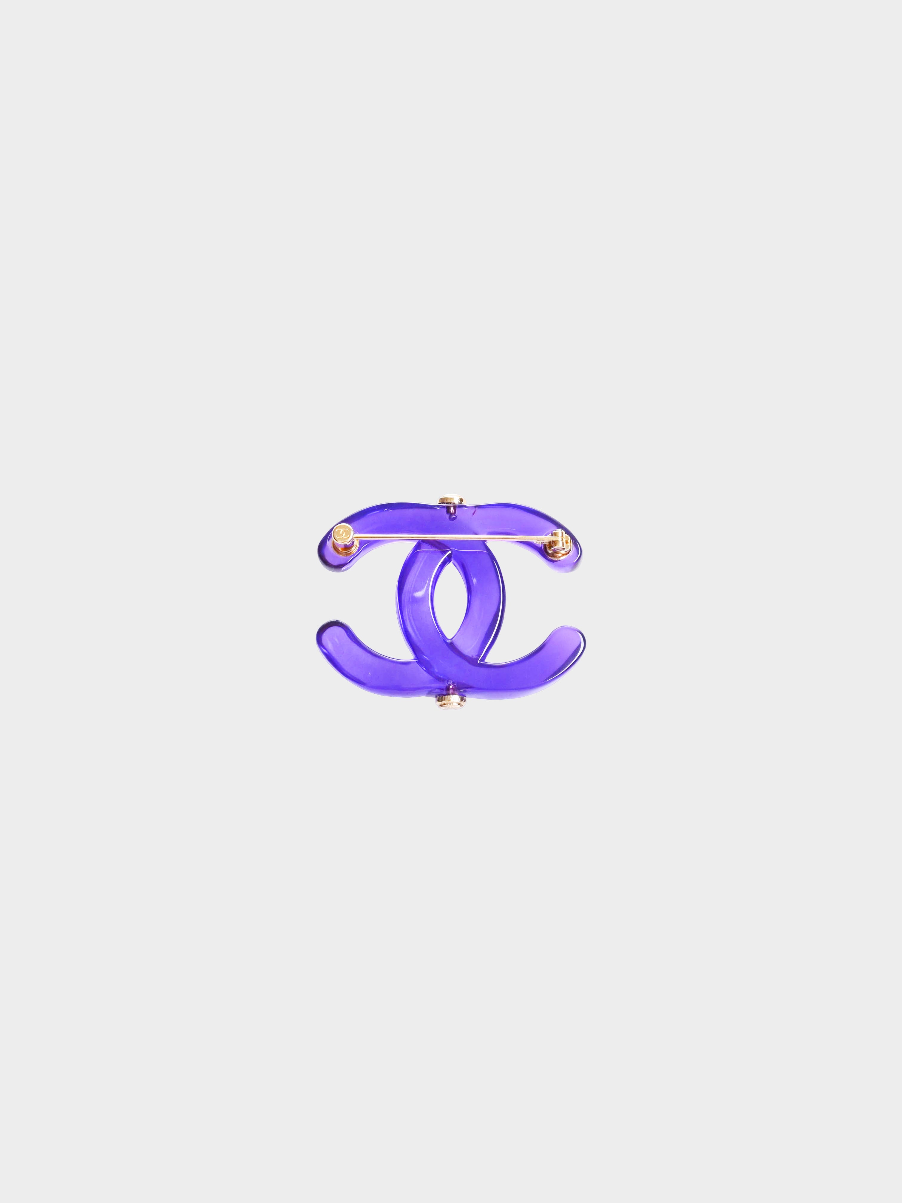 Chanel 2022 Purple CC Resin Brooch