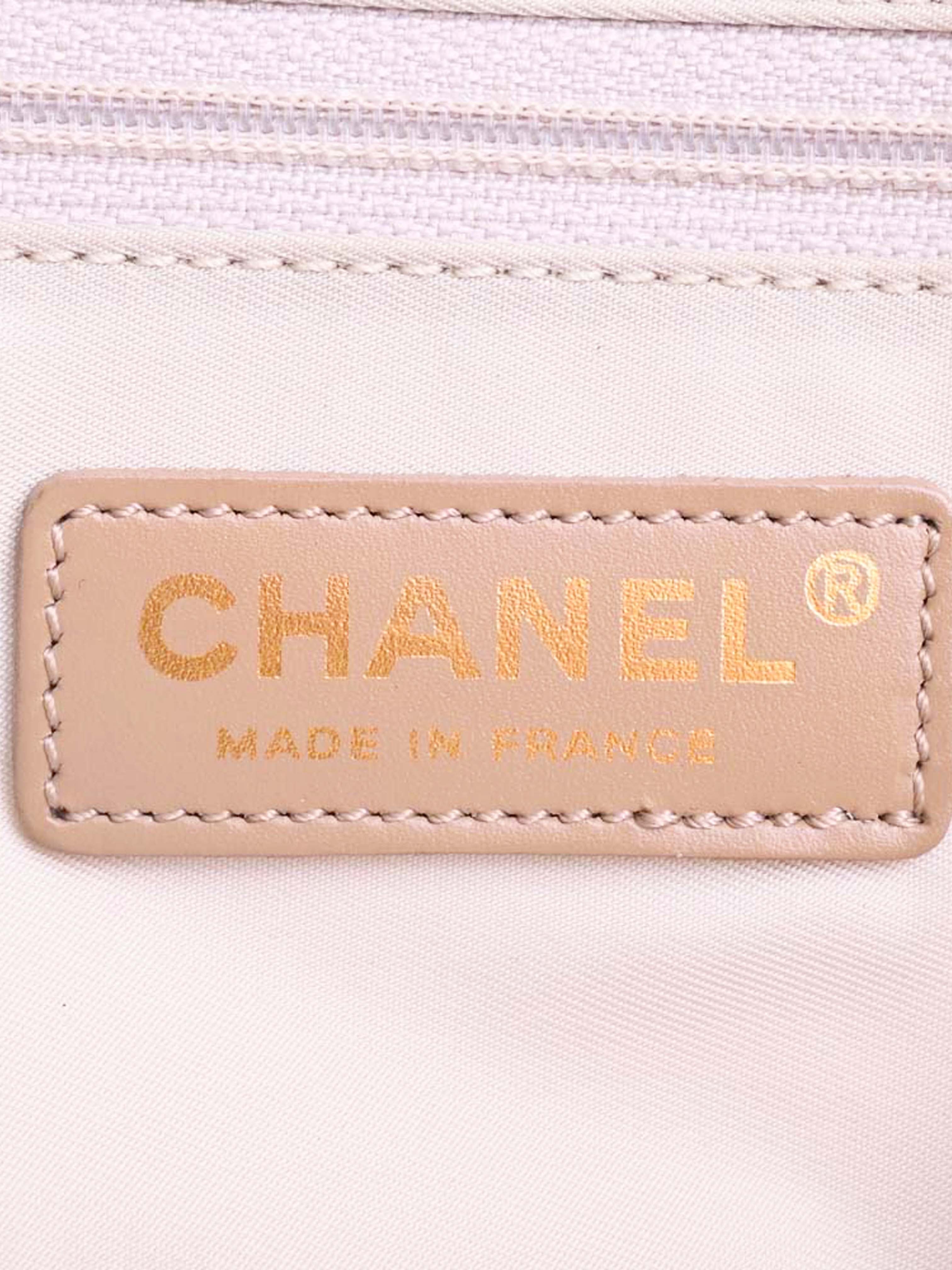 Chanel 2006-2008 Beige CC Logo Travel Line MM Tote Bag