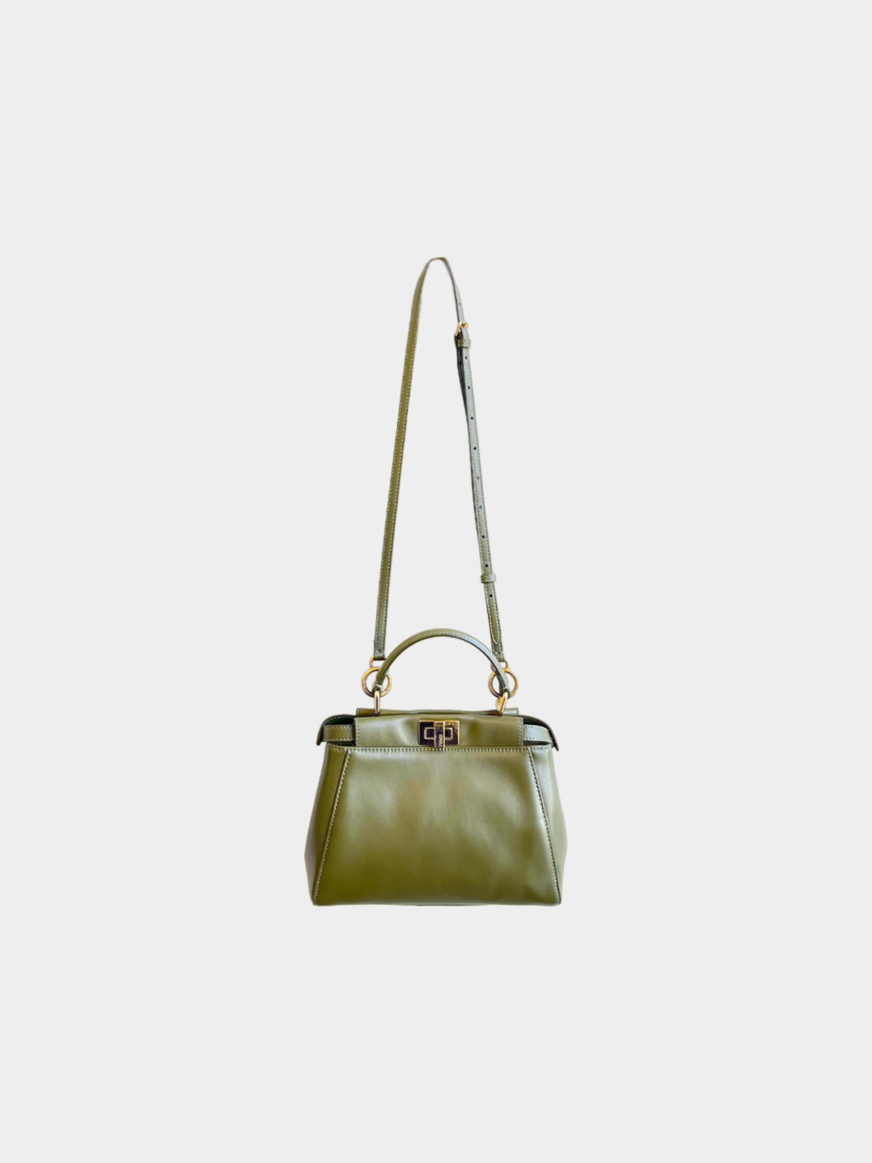 Fendi 2015 Olive Nappa Mini Peekaboo Crossbody Bag
