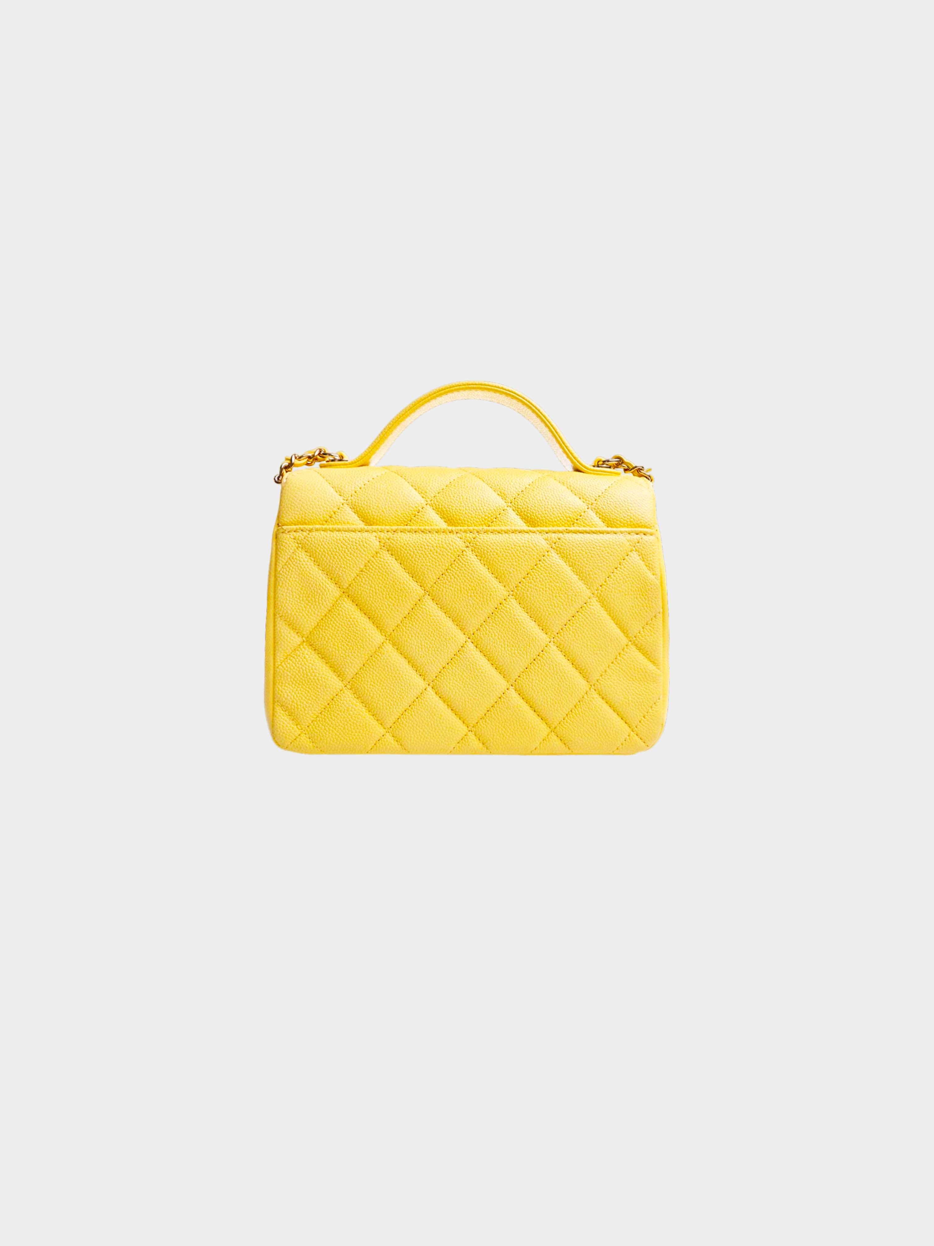 Chanel 2020-2021 Pastel Yellow Caviar Skin 2-Way Shoulder Bag