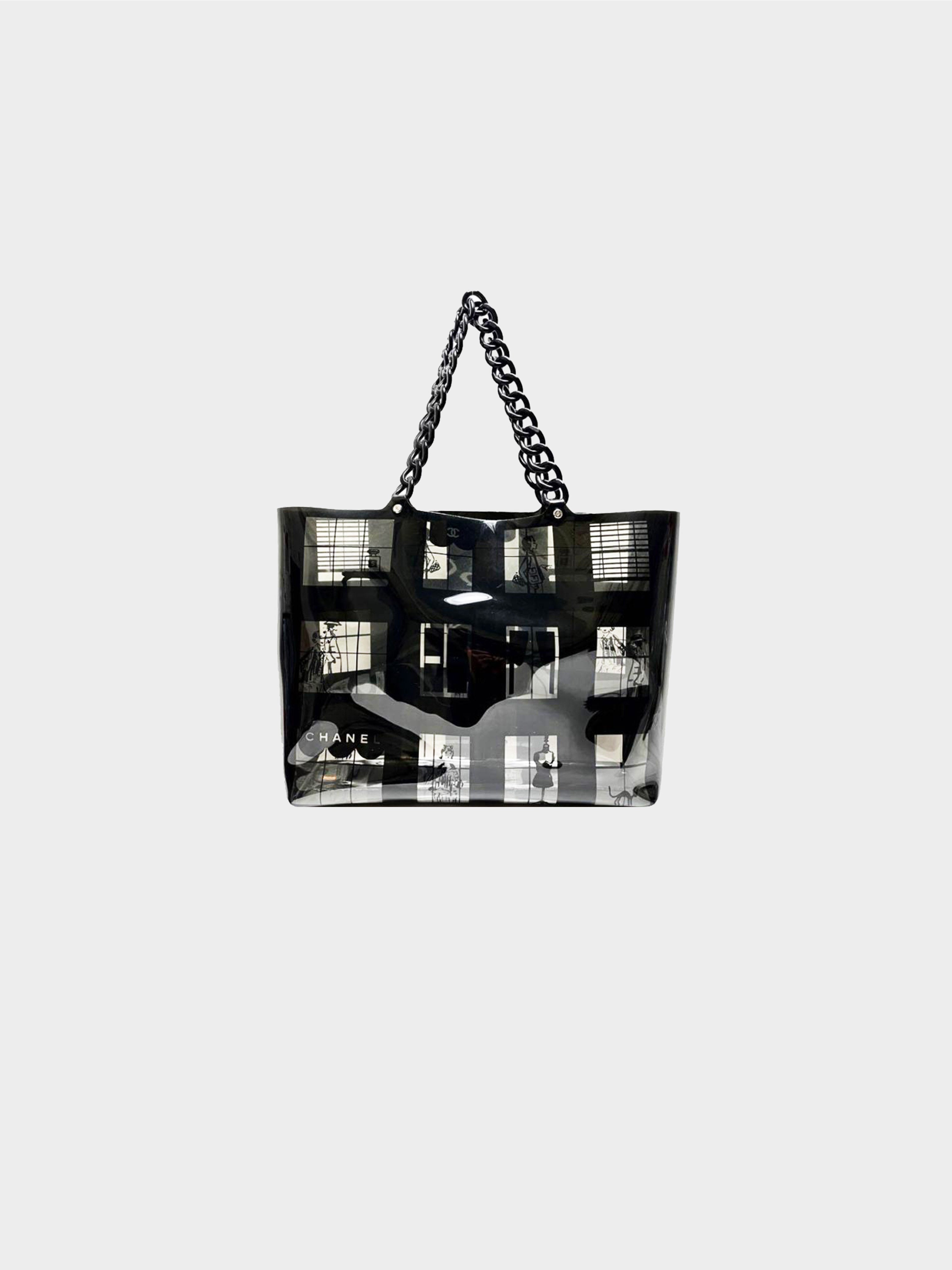 Chanel 2003-2004  Black Vinyl Window Tote Bag