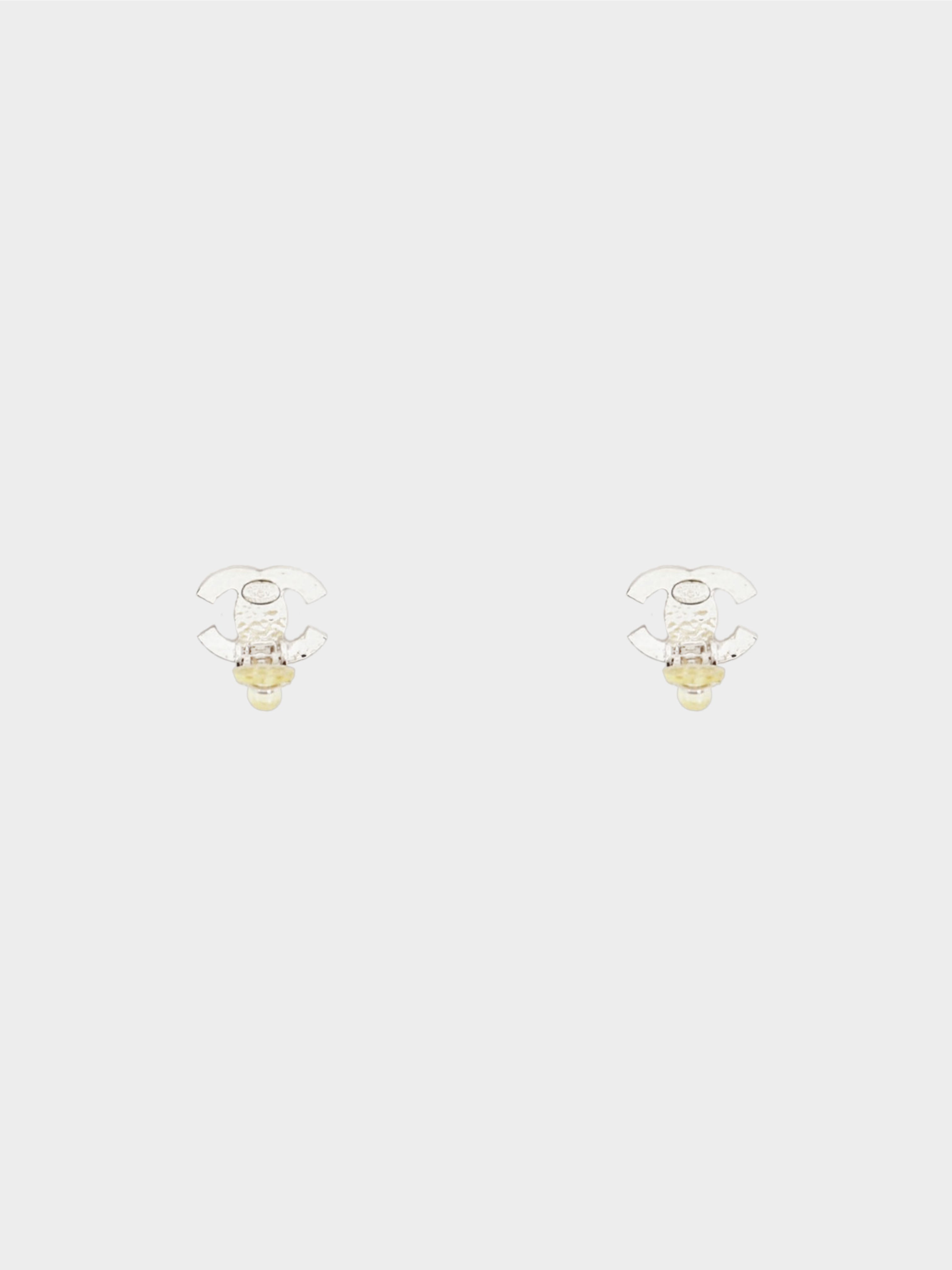 Chanel Light Gold Faux Pearl Crystal Coco Script CC Drop Earrings in 2023