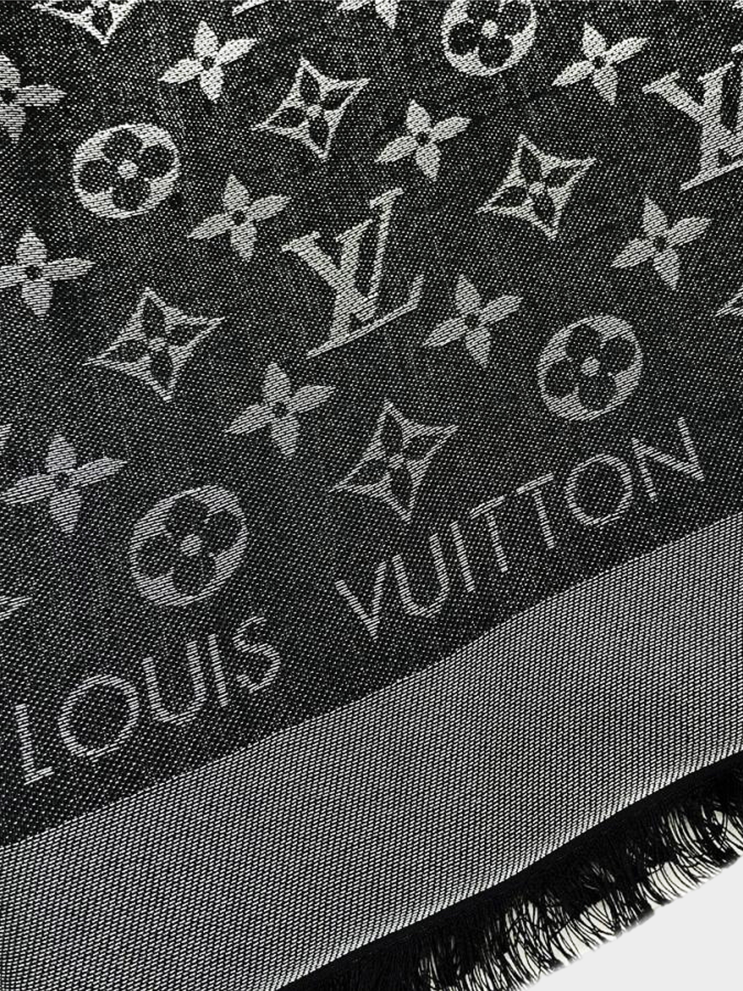 Louis Vuitton 2016 Black Monogram Shine Silk Shawl