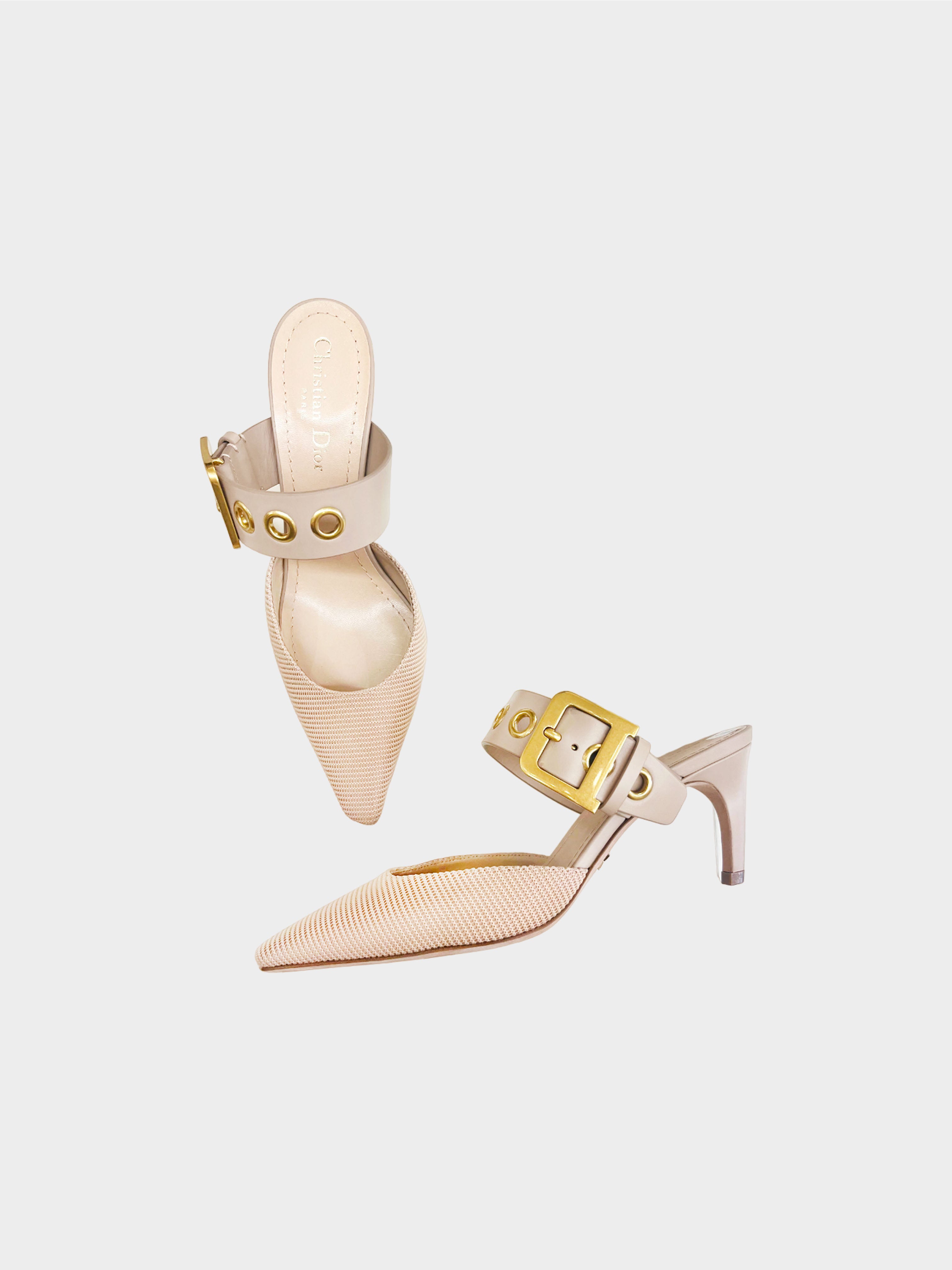 Christian Dior 2020 Beige D-Dior Heeled Mules