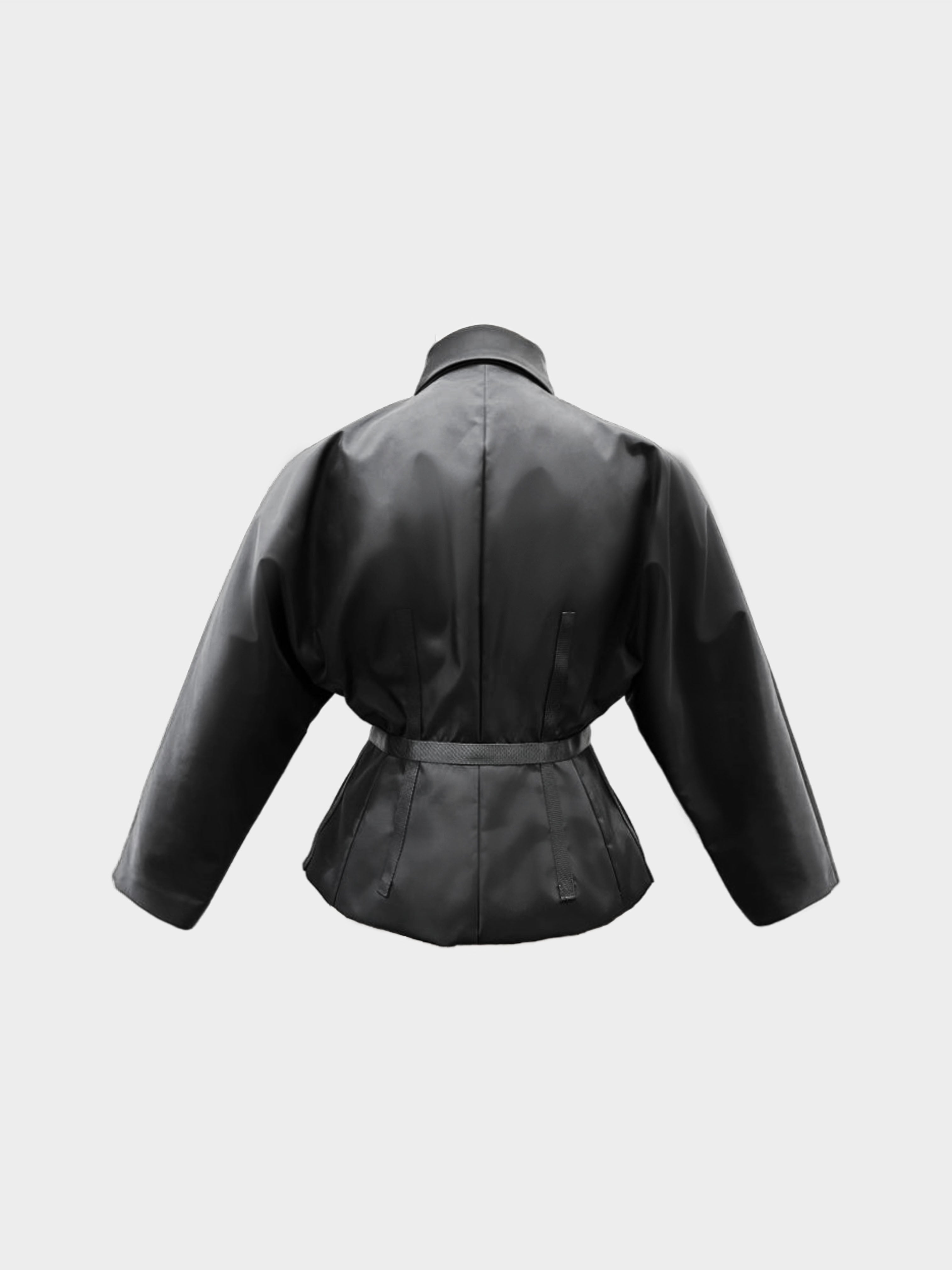 Prada 2020s Black Re-Nylon Jacket With Belt