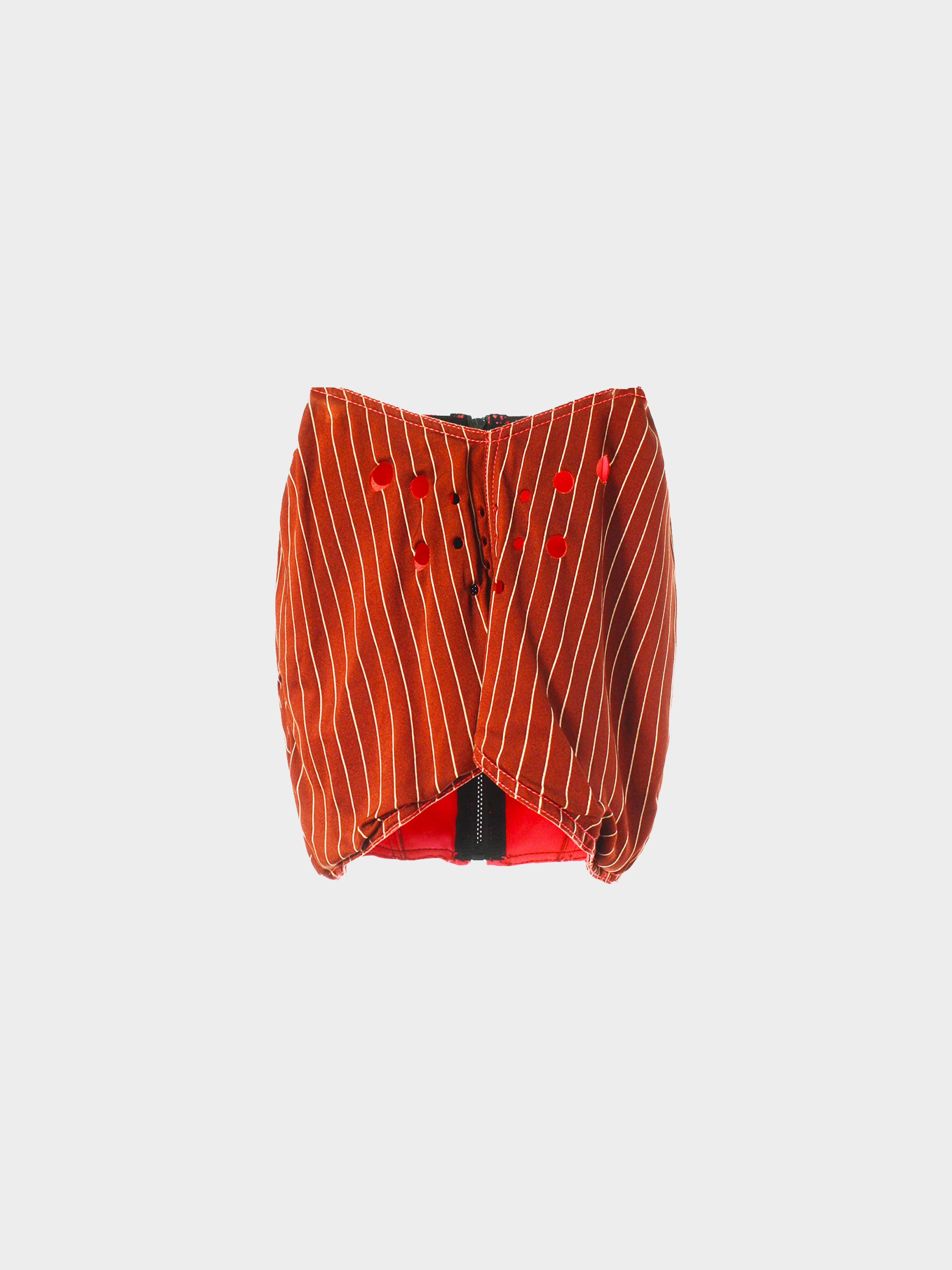 Jean Paul Gaultier 1990s FEMME Red Pinstripe Skirt
