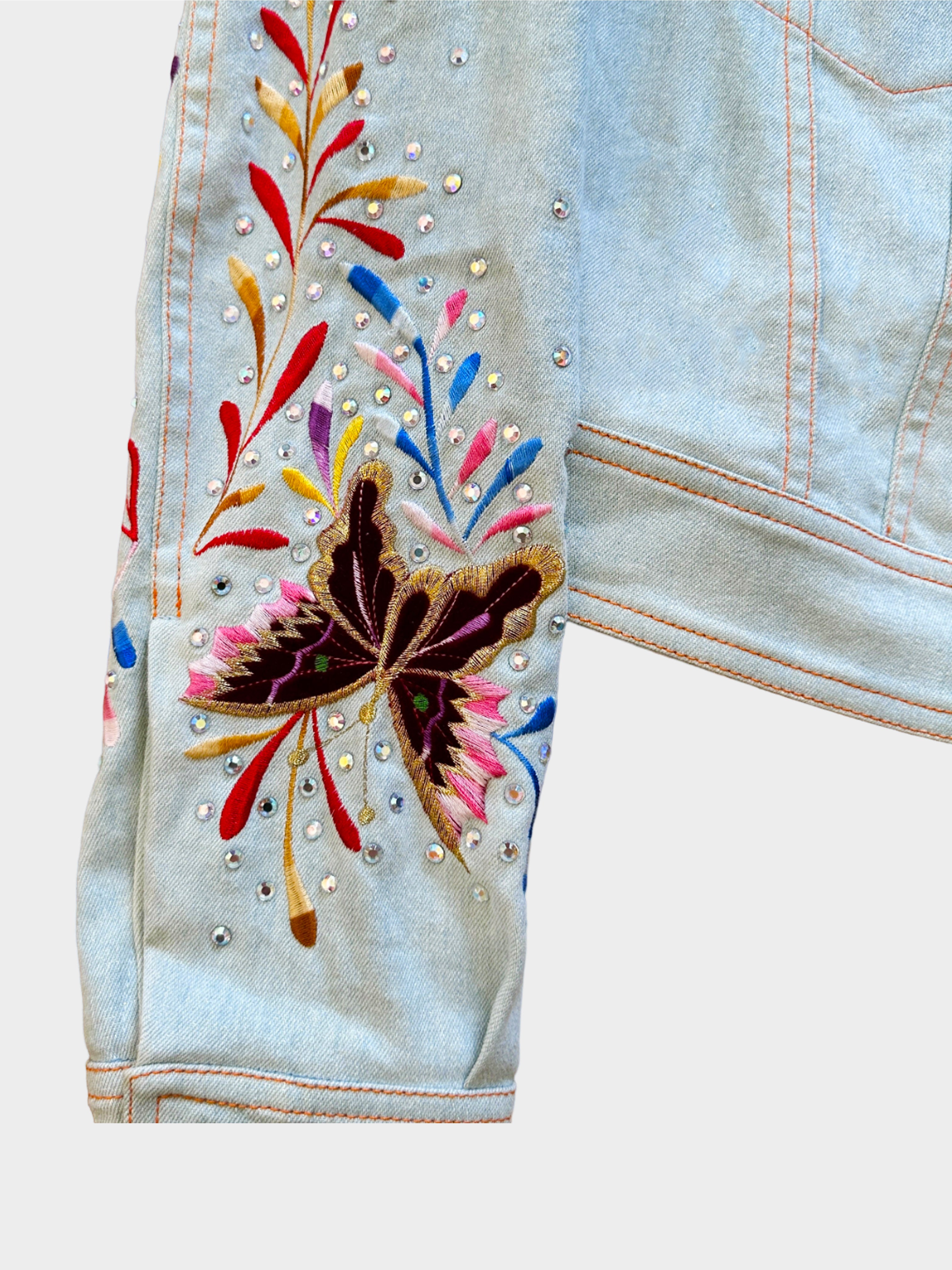 Christian Dior by John Galliano 2002 Butterfly Embroidered Denim Jacket