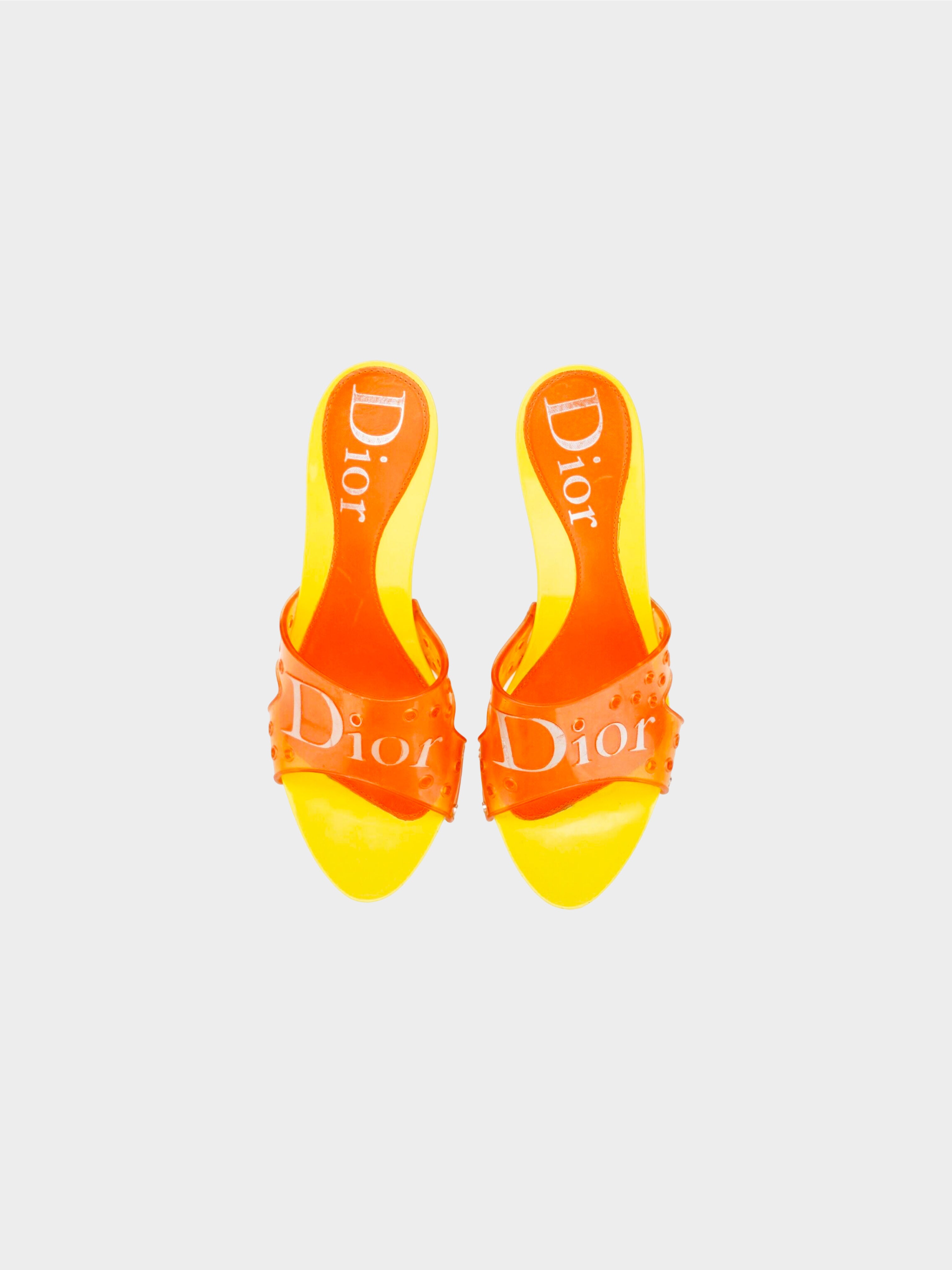 Christian Dior by John Galliano Early 2000s Orange and Yellow Jelly Heels