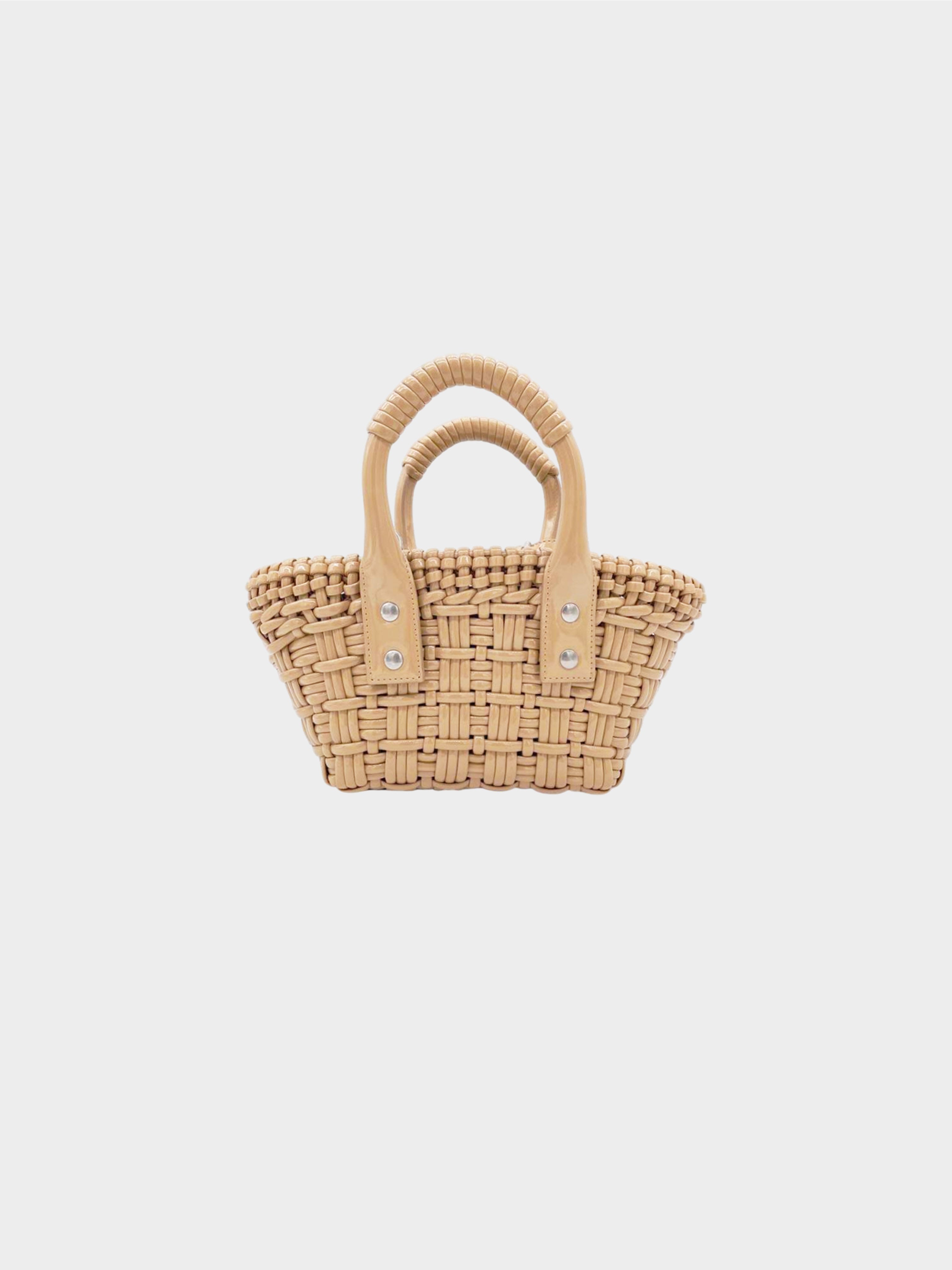 Balenciaga FW 2021 Nude Bistro Xs Woven Faux-leather Basket Bag