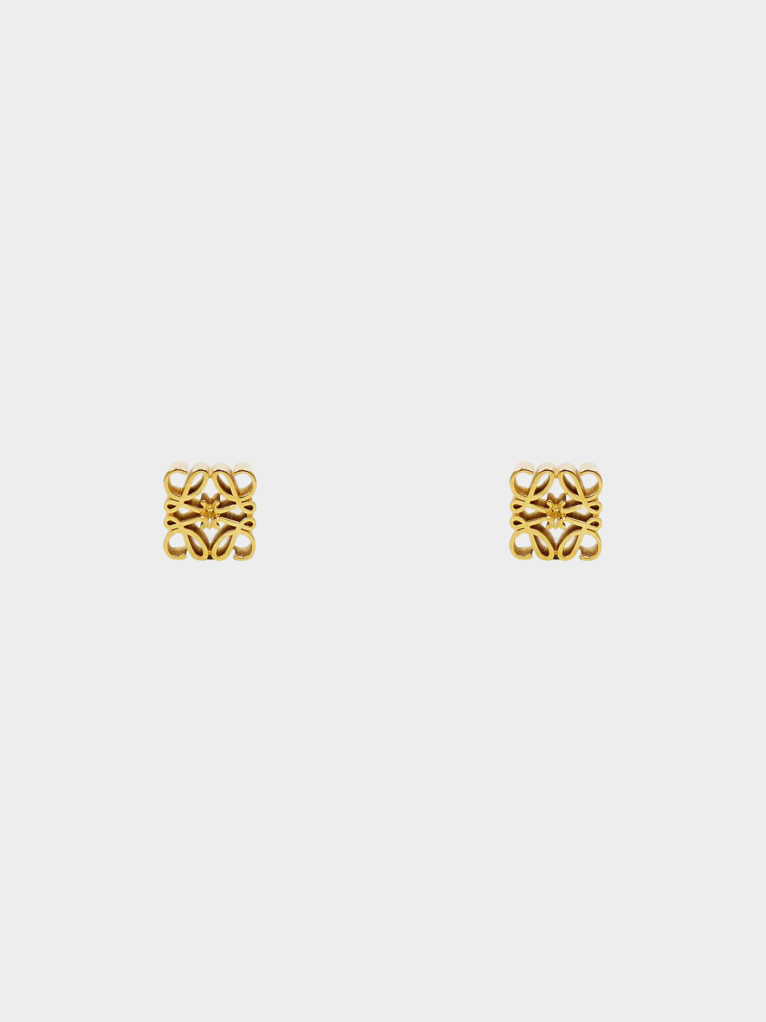 Loewe 2010s Gold Anagram Stud Earrings