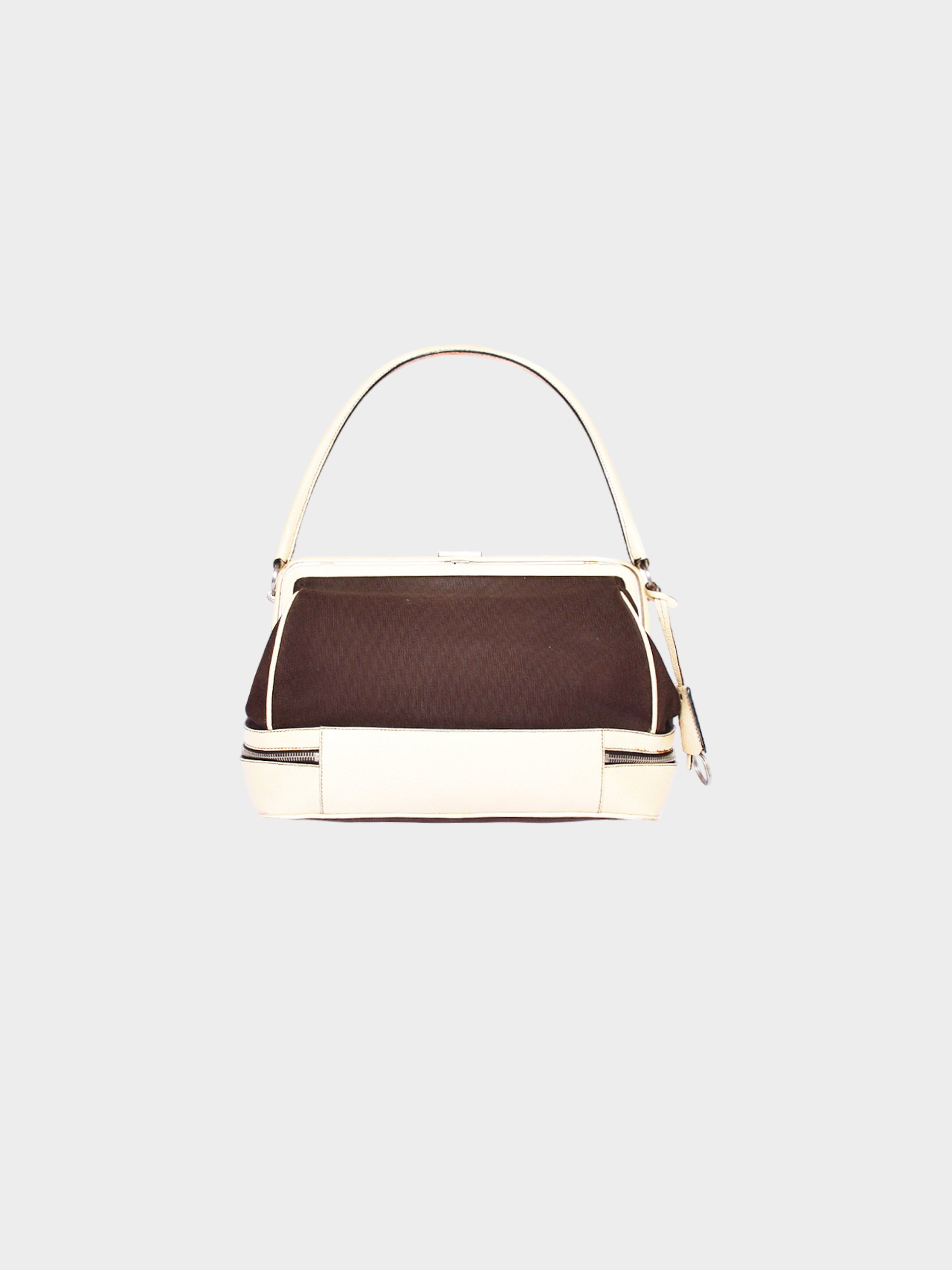 Prada FW 2000 Cream and Brown Runway Shoulder Bag