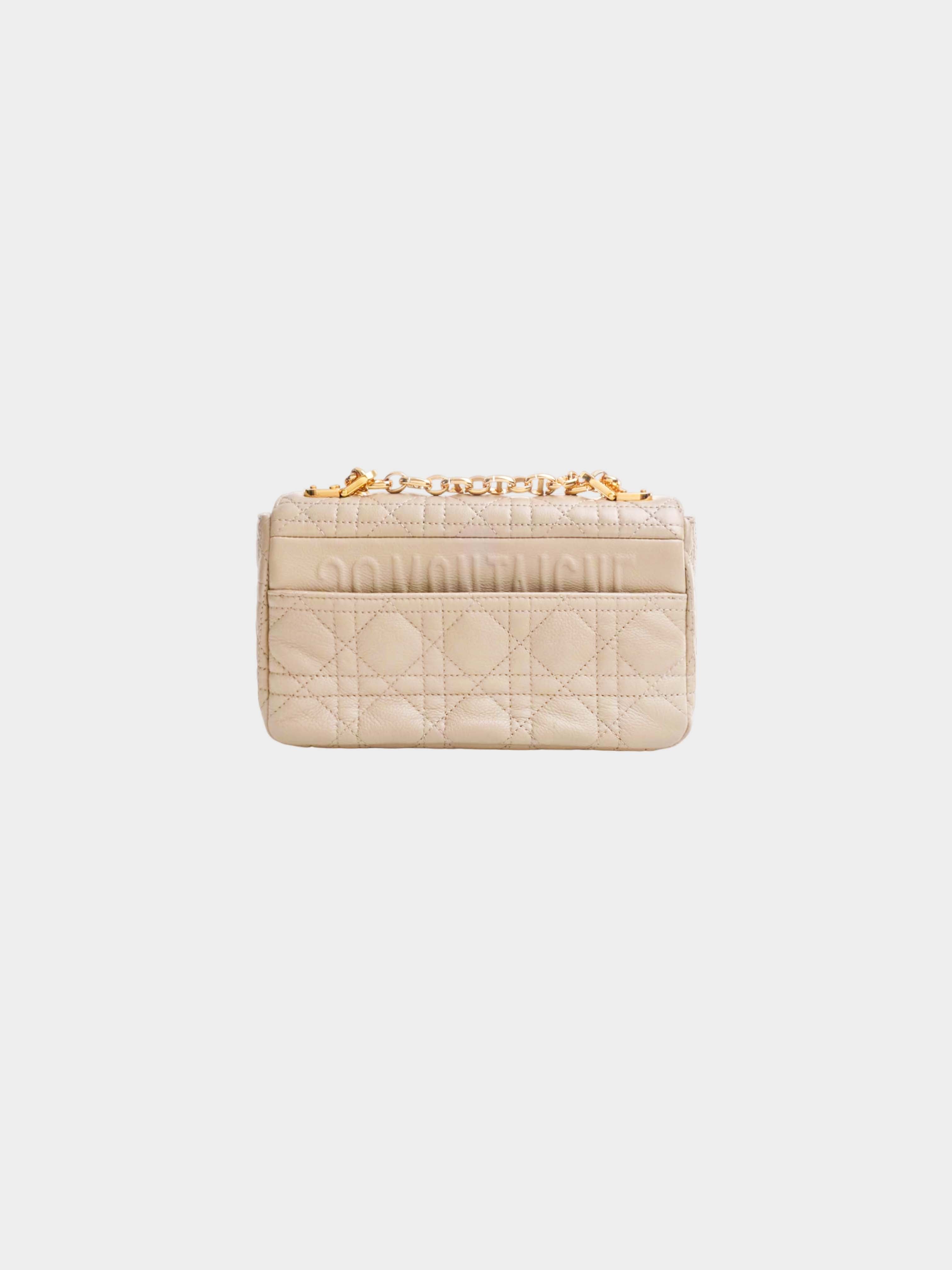 Christian Dior 2022 Beige Cannage Quilt Caro Shoulder Bag