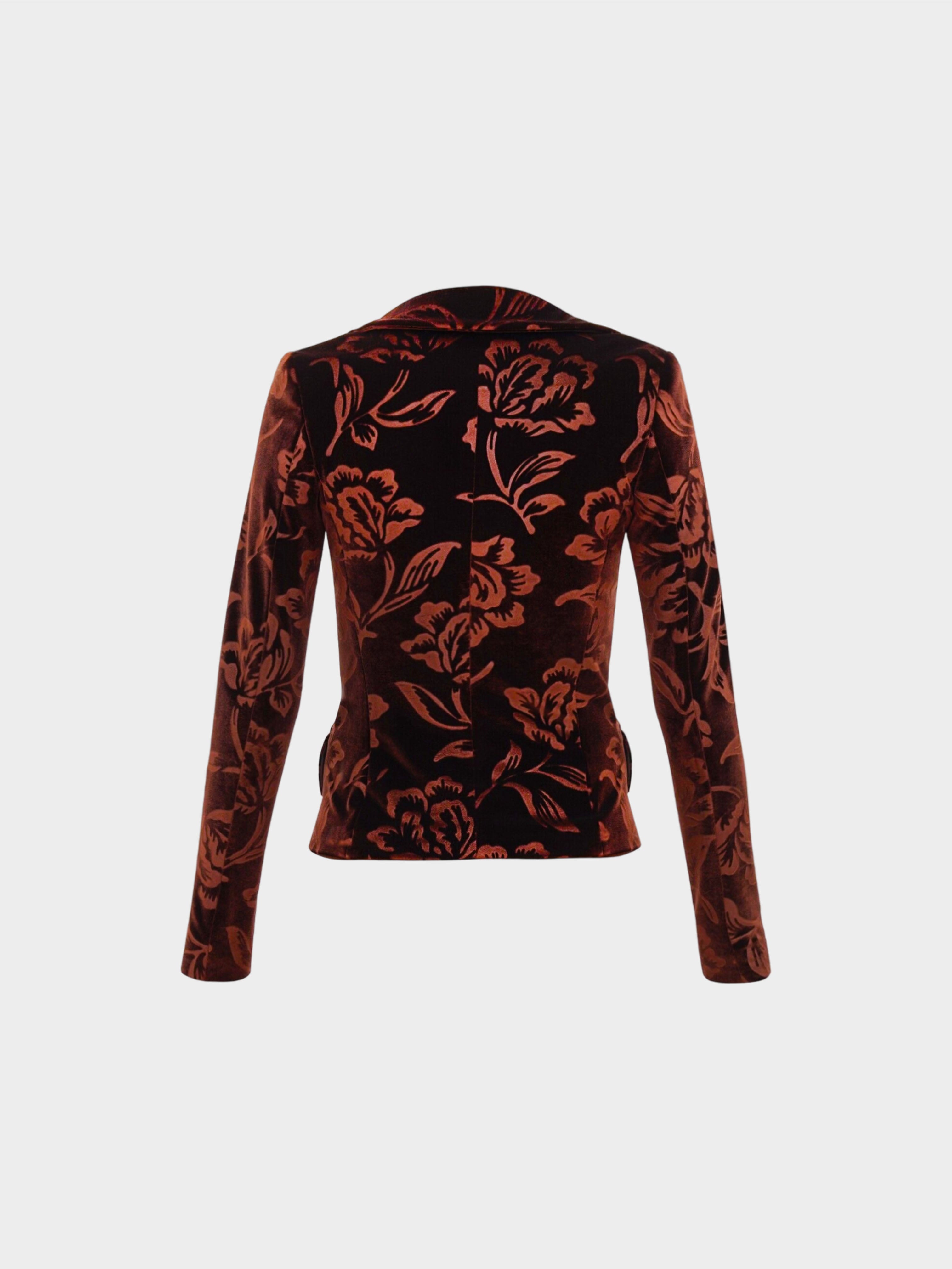 Dolce & Gabbana 2000s Brown Velour Floral Printed Blazer