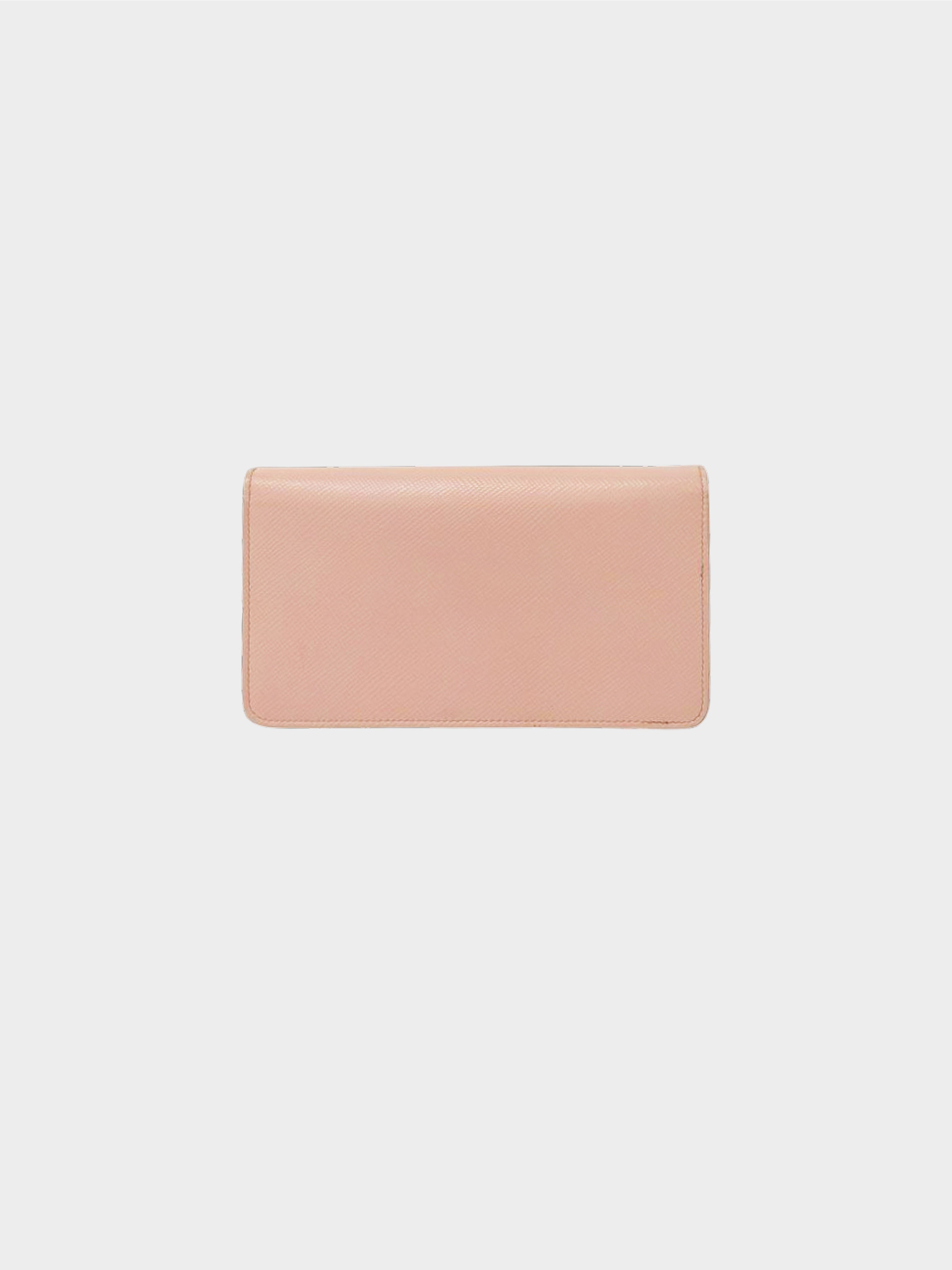 Prada 2010s Baby Pink Saffiano Leather Wallet on Chain