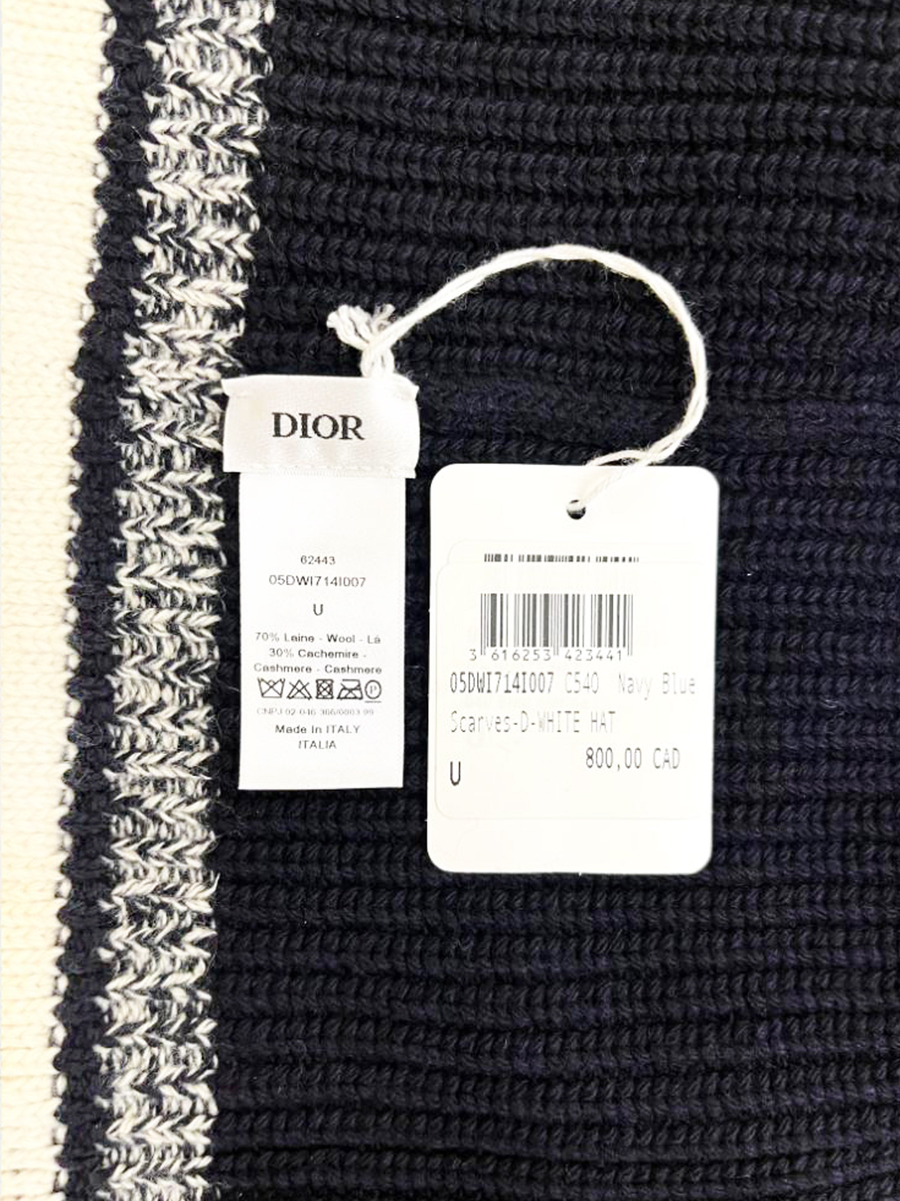 Christian Dior 2022 Navy D-White Beanie Hat