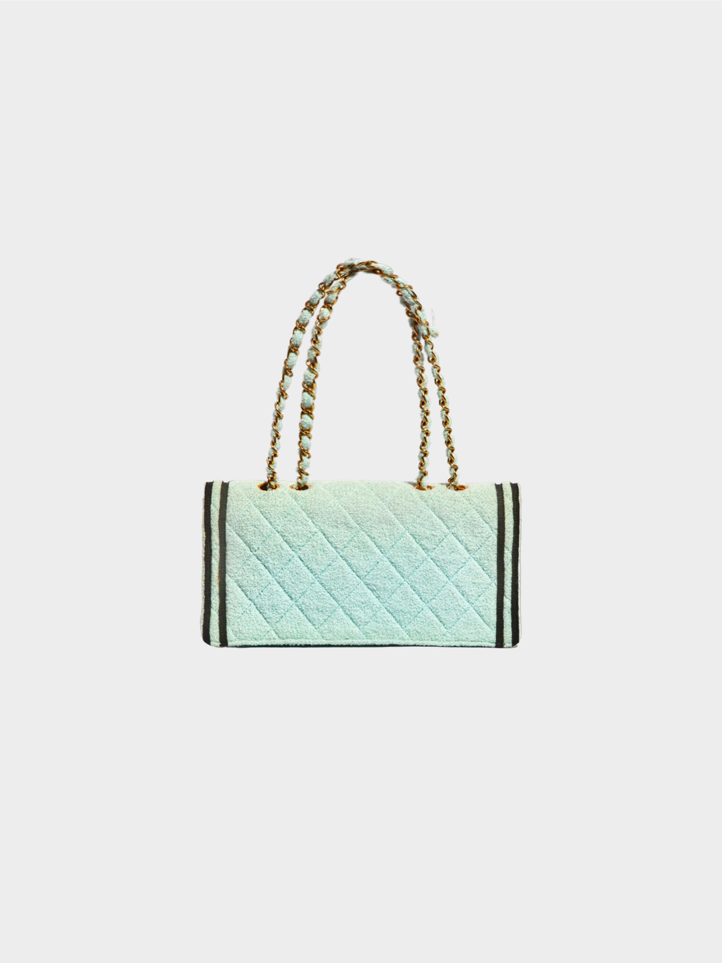 Chanel FW 1994-1995 Rare Pale Turquoise Wool Flap Bag