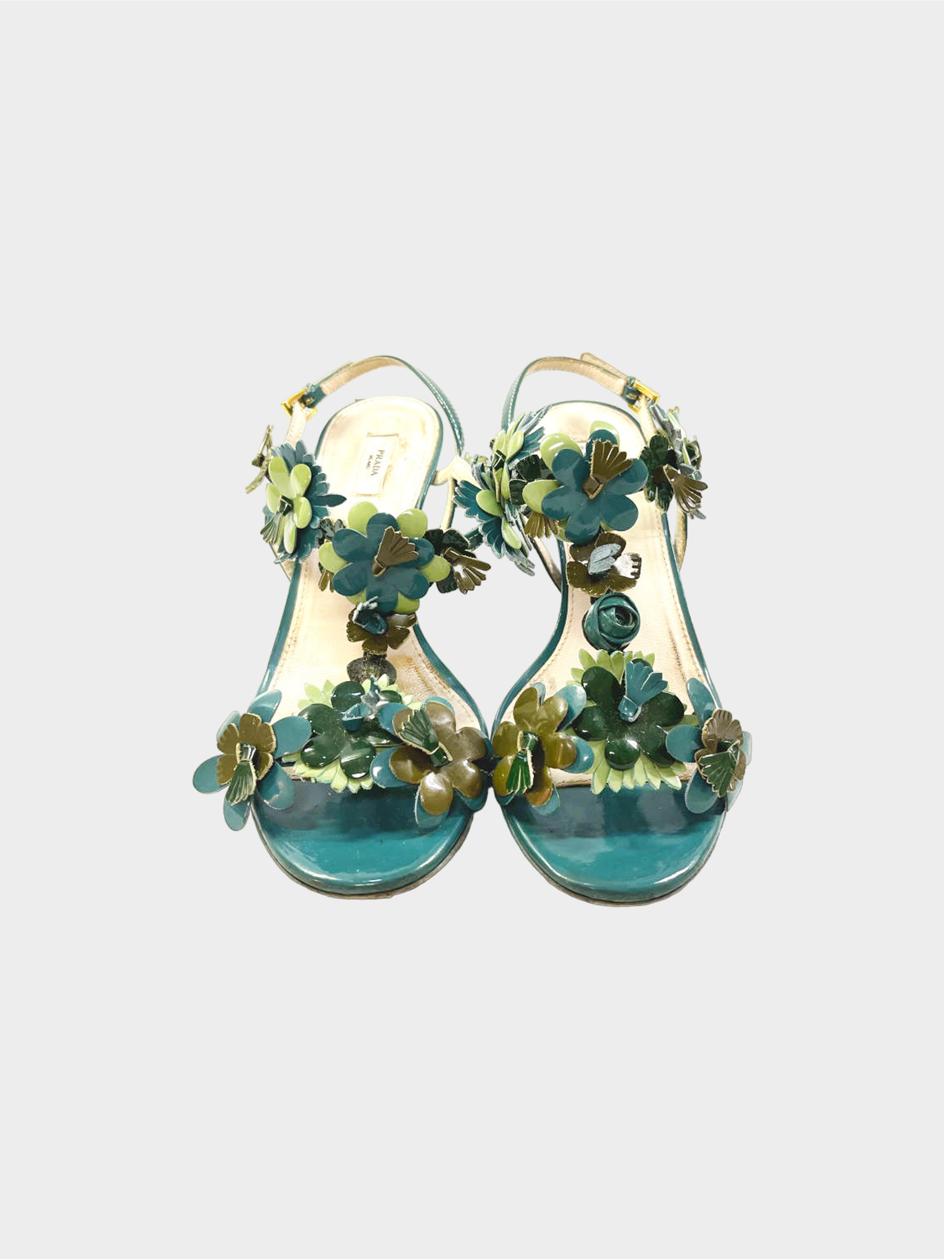 Prada 2000s Limited Edition Green Floral Heels